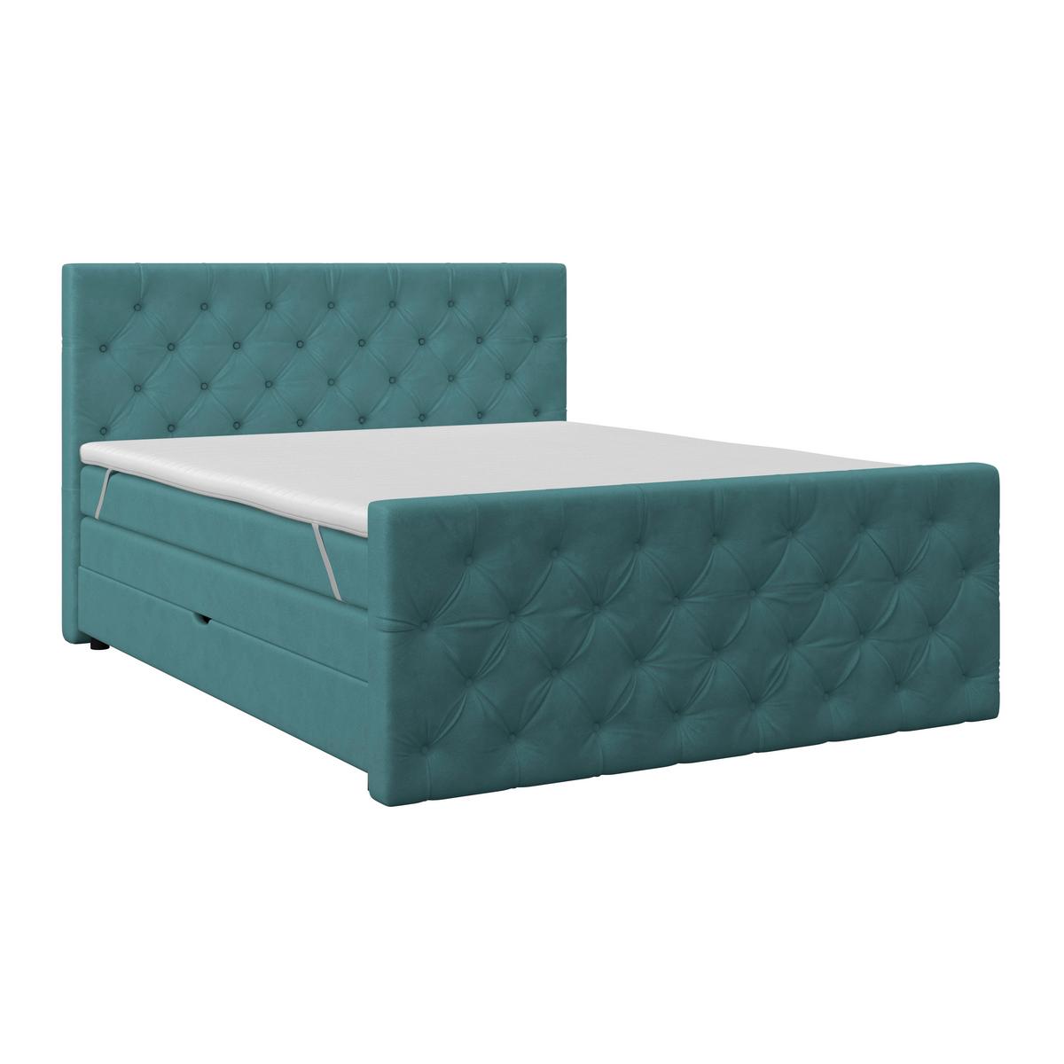 Boxspring Krevet Elio - bež/boje petroleja, Romantično / ladanjski, tekstil/plastika (160/200cm) - Modern Living