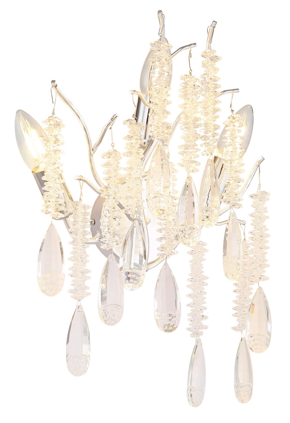 Zidna Svjetiljka Kinga - srebrne boje/prozirno, Konvencionalno, staklo/metal (35/47cm) - Globo