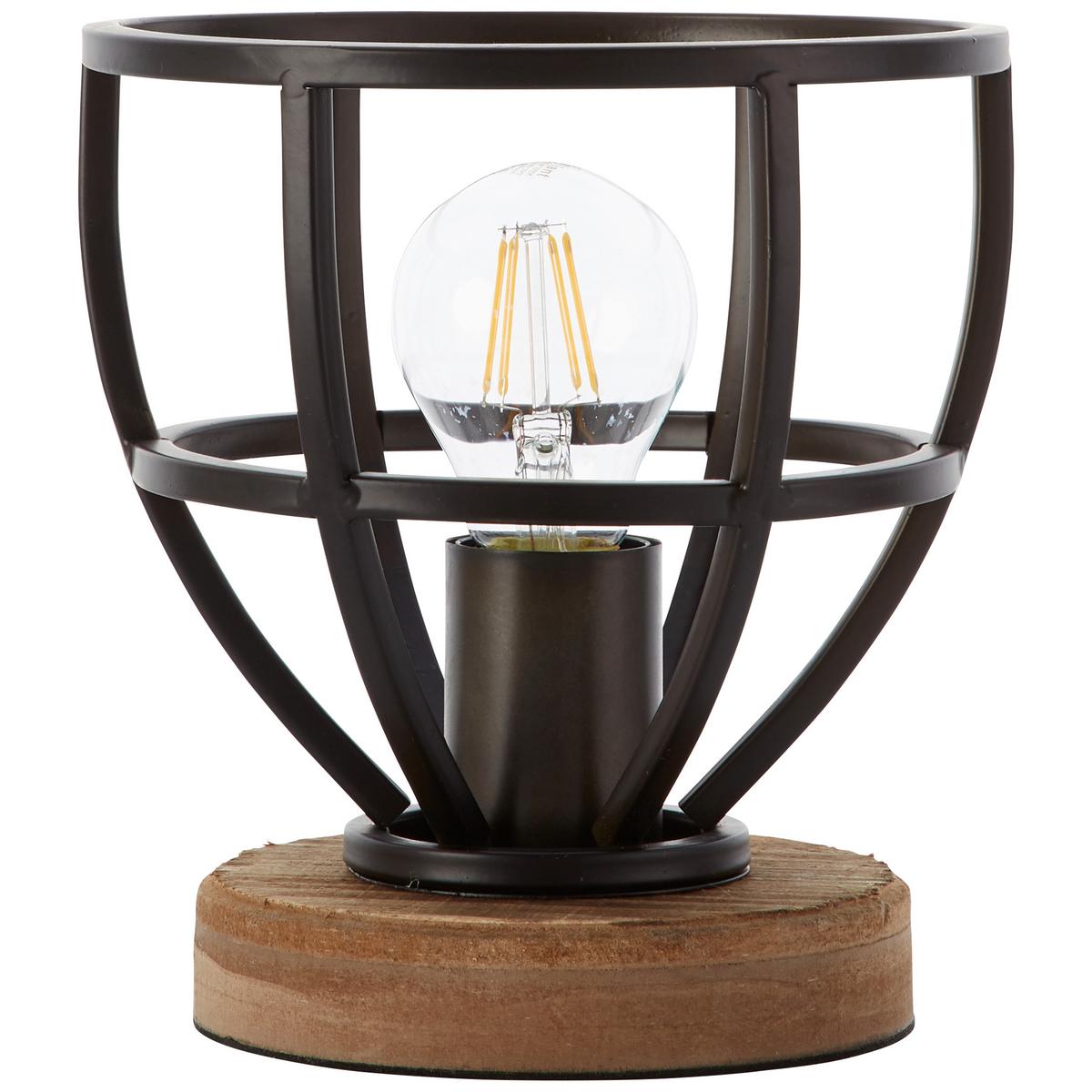 Tischleuchte Matrix Wood in Schwarz max. 40 Watt - Schwarz, Design, Holz/Metall (18/19,5cm) - Brilliant