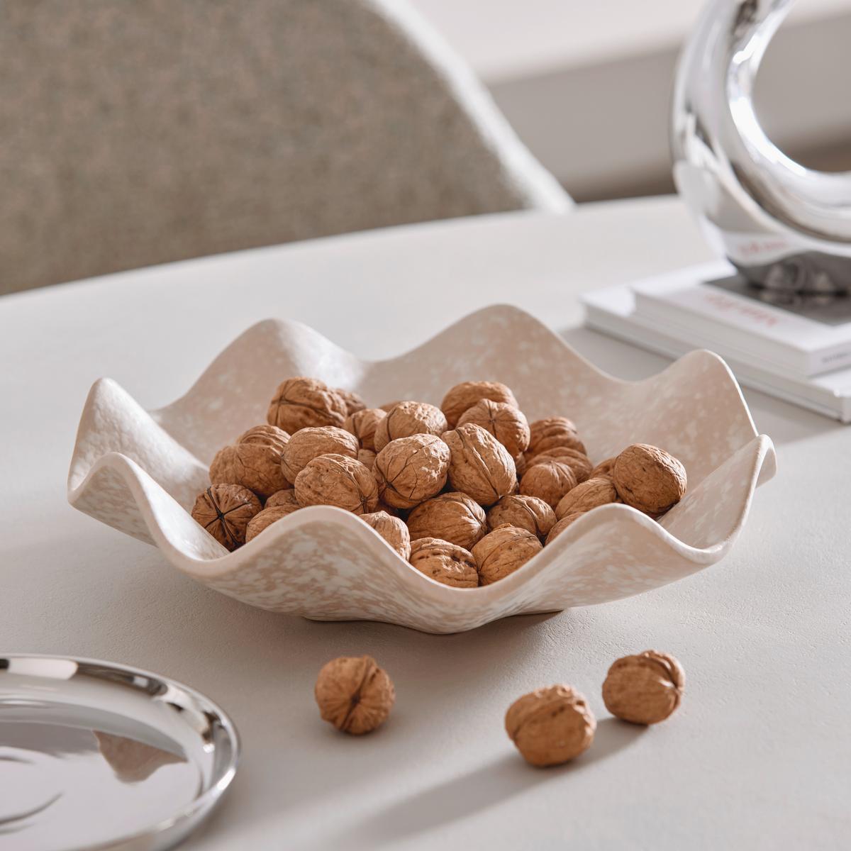 Obstschale Shiny Silver Creme - Creme, MODERN, Keramik (32,5/8,5cm) - Mömax