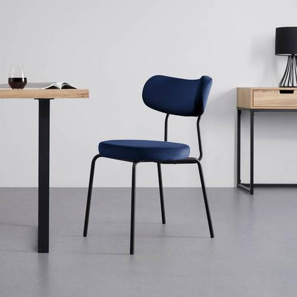 KRZESŁO LEA - niebieski/czarny, Modern, metal/drewno (51/82/63cm) - Bessagi Home