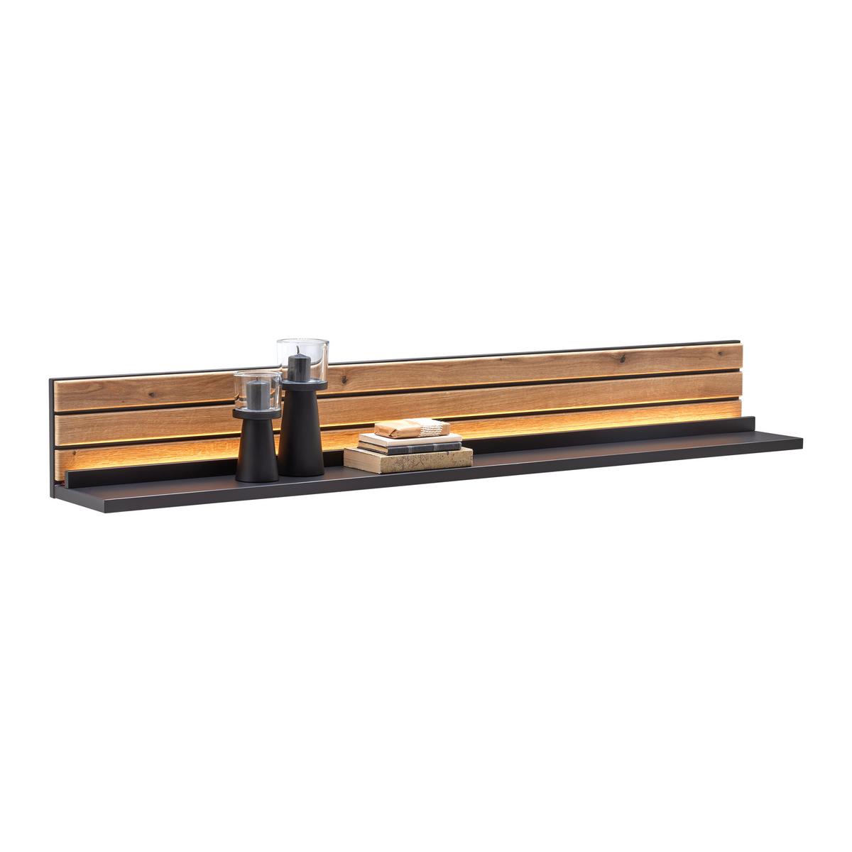 Wandboard Carreto in Schwarz/Eichefarben - Eichefarben/Schwarz, MODERN, Holzwerkstoff (150/20/20cm) - Premium Living