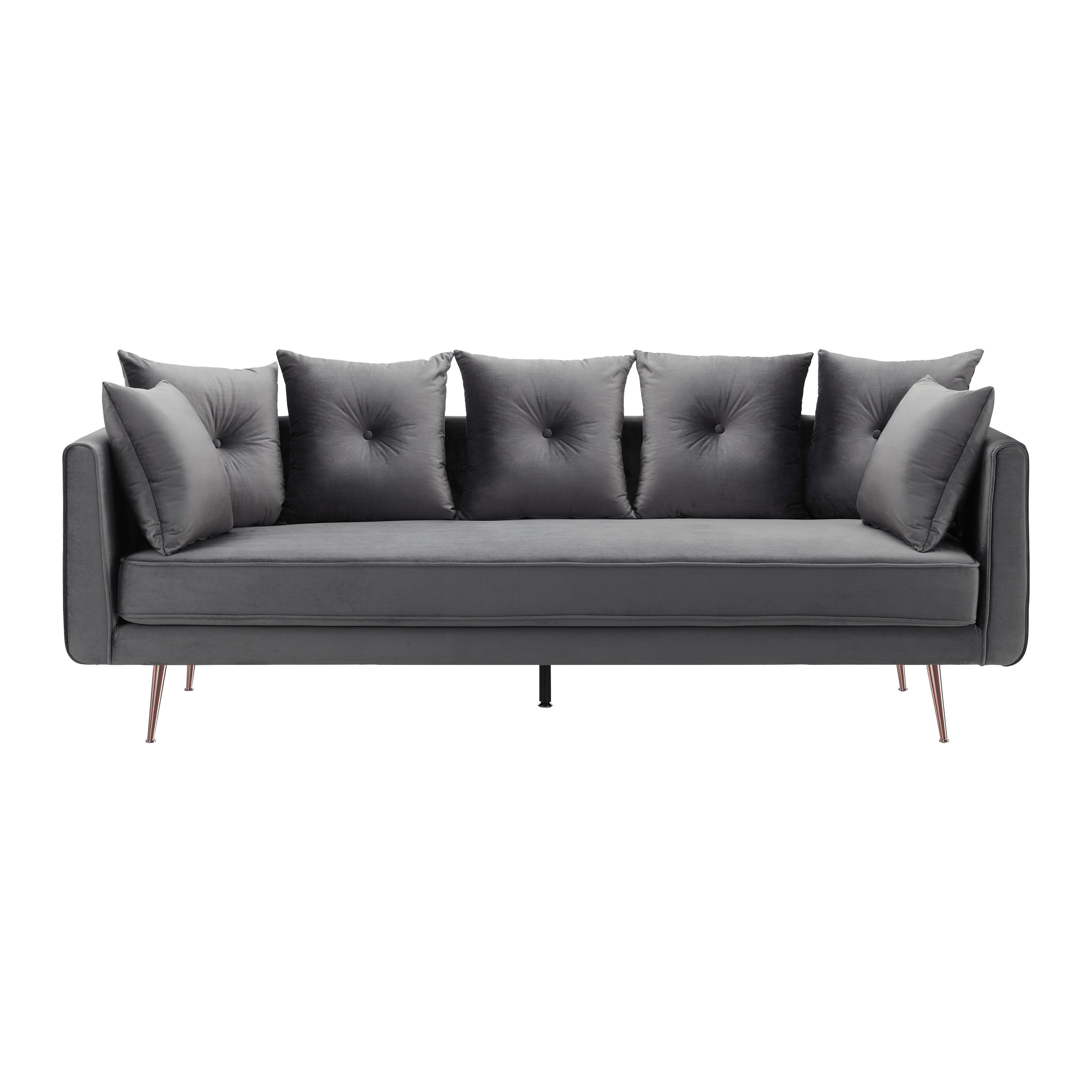 Bigsofa Luis Grau Samt - Roségold/Grau, MODERN, Holz/Textil (225/87/87cm) - Bessagi Home