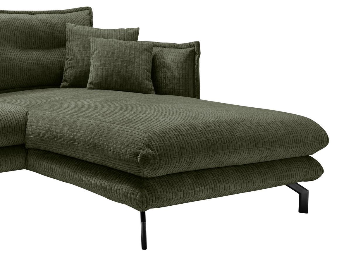 Ecksofa Lava ca. 255x180 cm Olivgrün - Schwarz/Olivgrün, Design, Textil/Metall (255/180cm) - Livetastic