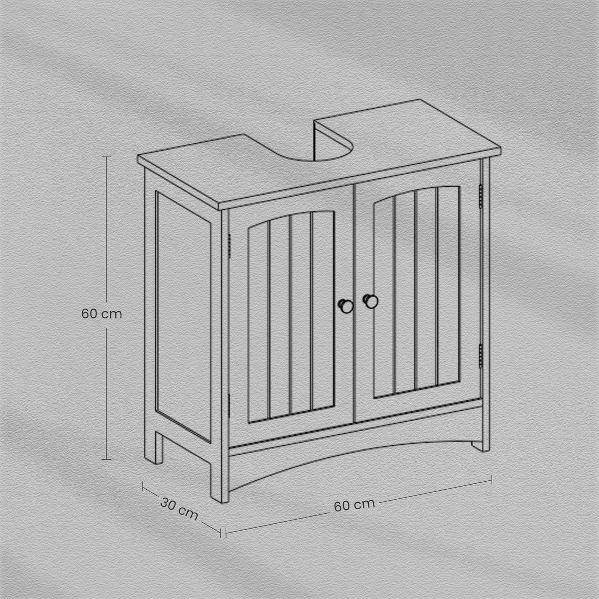 WASCHBECKENUNTERSCHRANK FLOOR CABINET - Silberfarben/Grau, MODERN, Holzwerkstoff/Metall (60/60/30cm) - MID.YOU