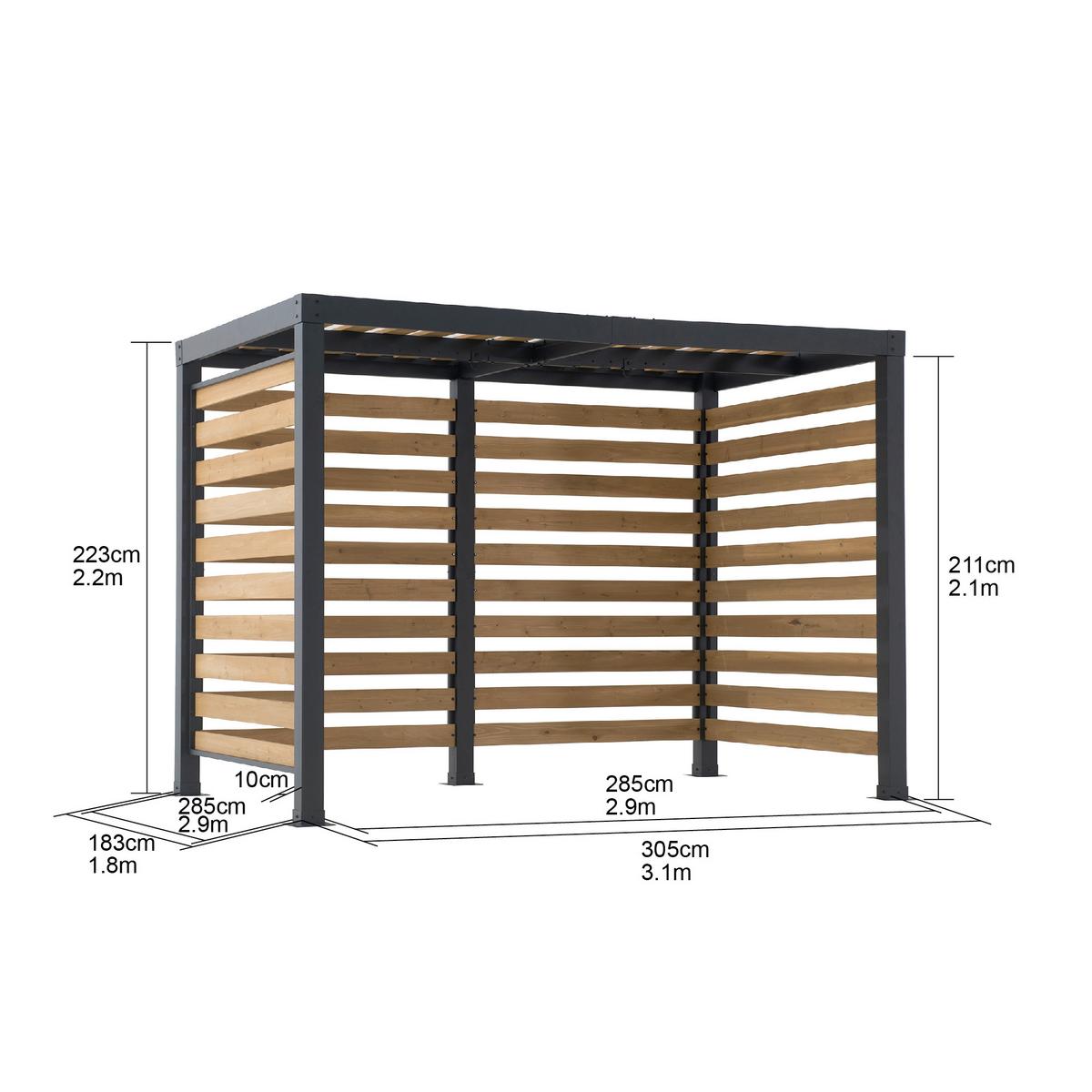 Pavillon Schwarz/Lärchefarben - Lärchefarben, MODERN, Holz/Metall (313/223/191cm)