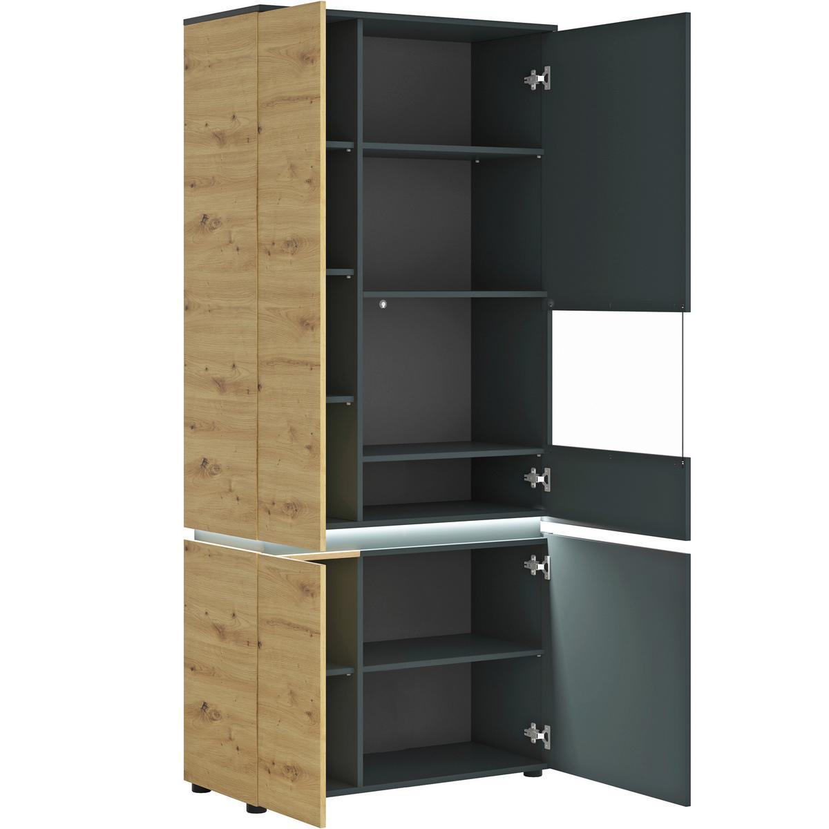 Vitrina Luci - siva/hrast Artisan, Trend, staklo/drvni materijal (90,4/199/40cm) - Modern Living