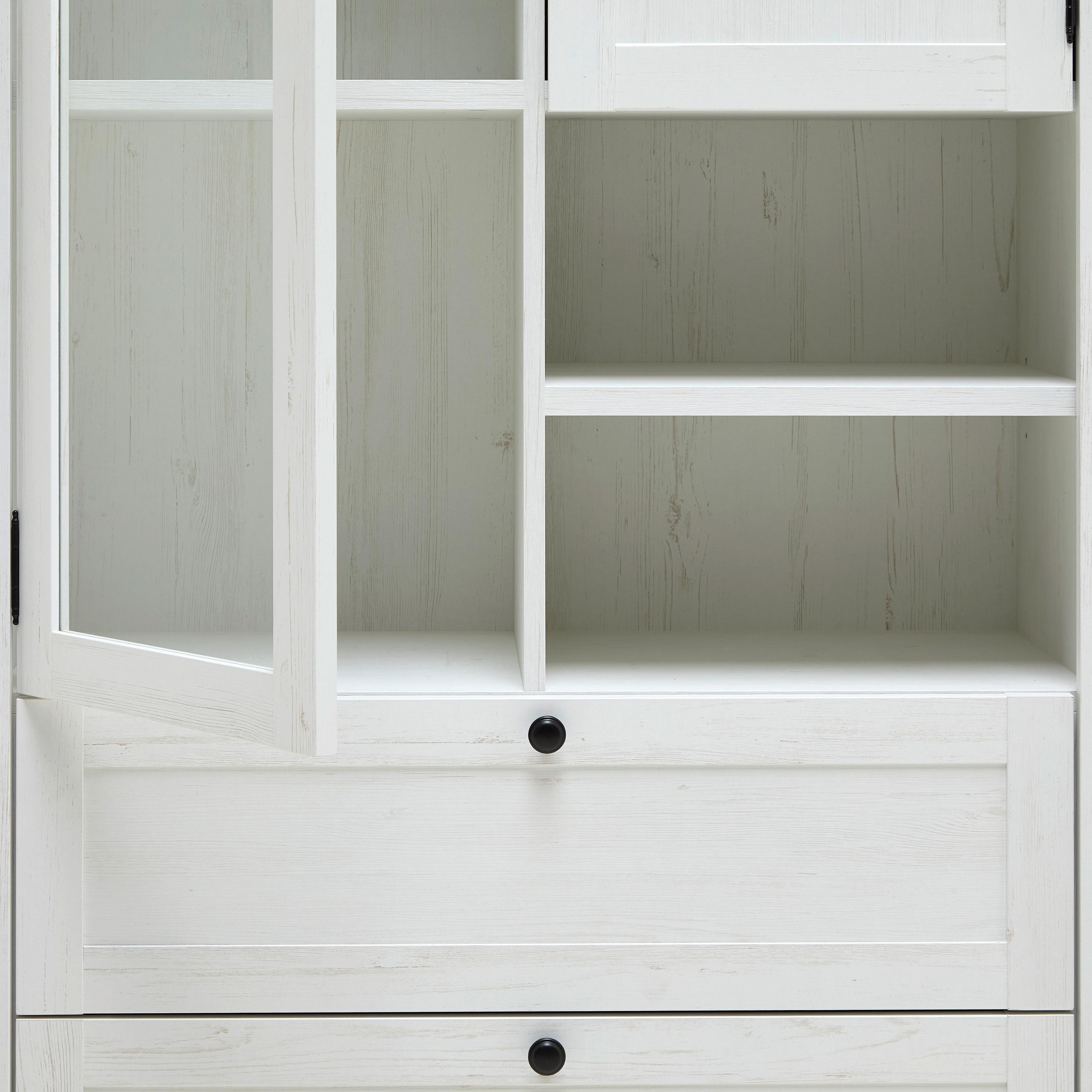 VITRINSKÅP KORSIKA -EXKLUSIV- - vit/svart, Romantik / Lanthus, metall/trämaterial (90/195/43cm) - Mömax
