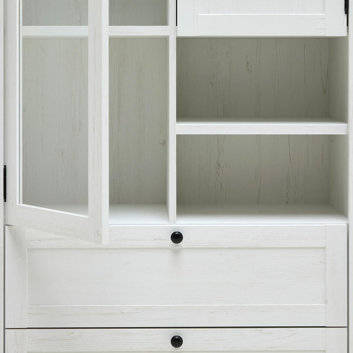 Vitrine Korsika Eichefarben/Weiß - Eichefarben/Schwarz, ROMANTIK / LANDHAUS, Glas/Holzwerkstoff (90/195/43cm) - Mömax