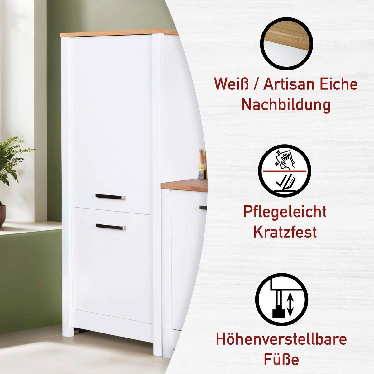 Küchenleerblock Bundle 9-Sorba o. Geräte Weiß - Silberfarben/Weiß, MODERN, Glas/Holzwerkstoff (430/227/60cm) - home24