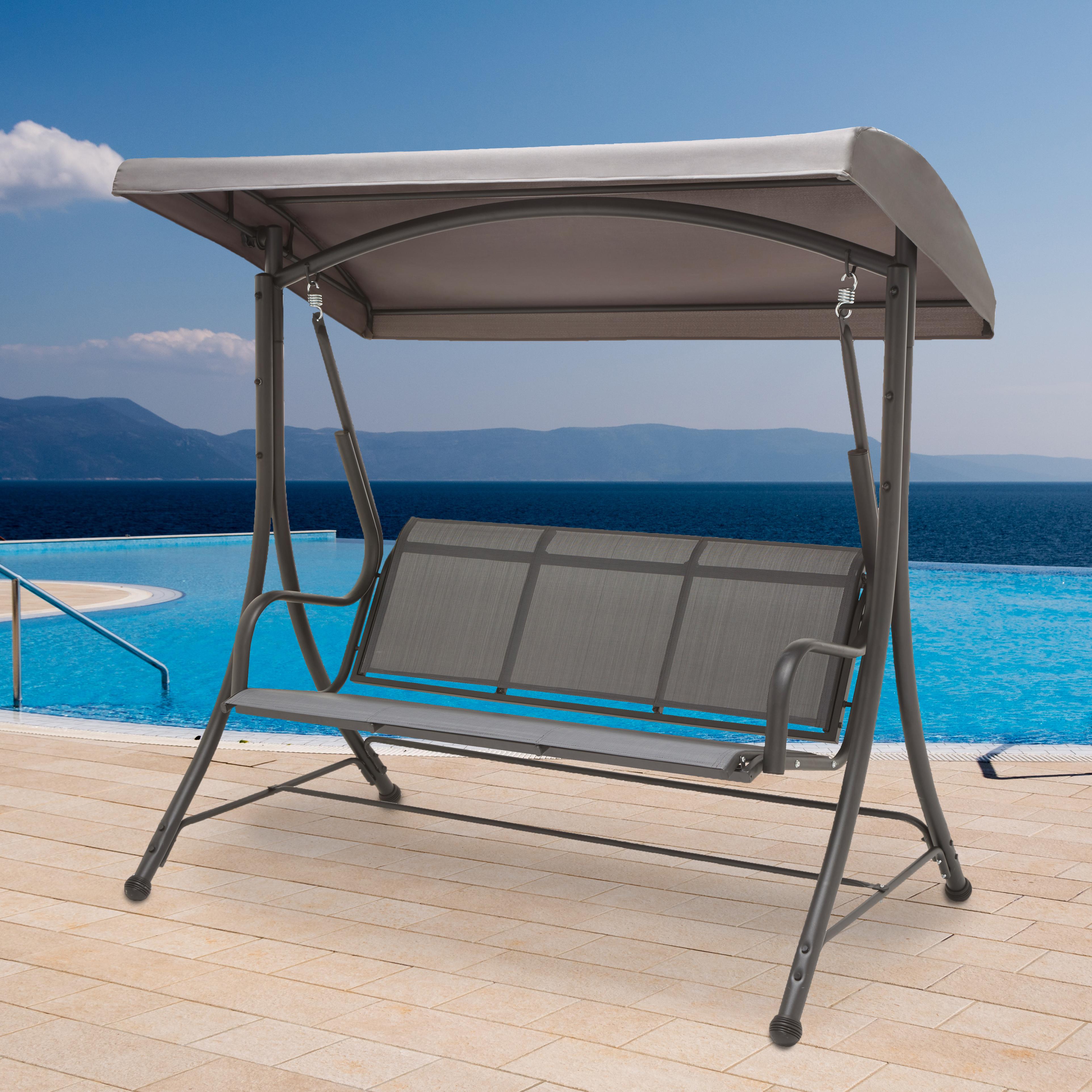 Hollywoodschaukel Sonja in Dunkelgrau - Dunkelgrau/Schwarz, MODERN, Textil/Metall (190/178/120cm) - Bessagi Garden