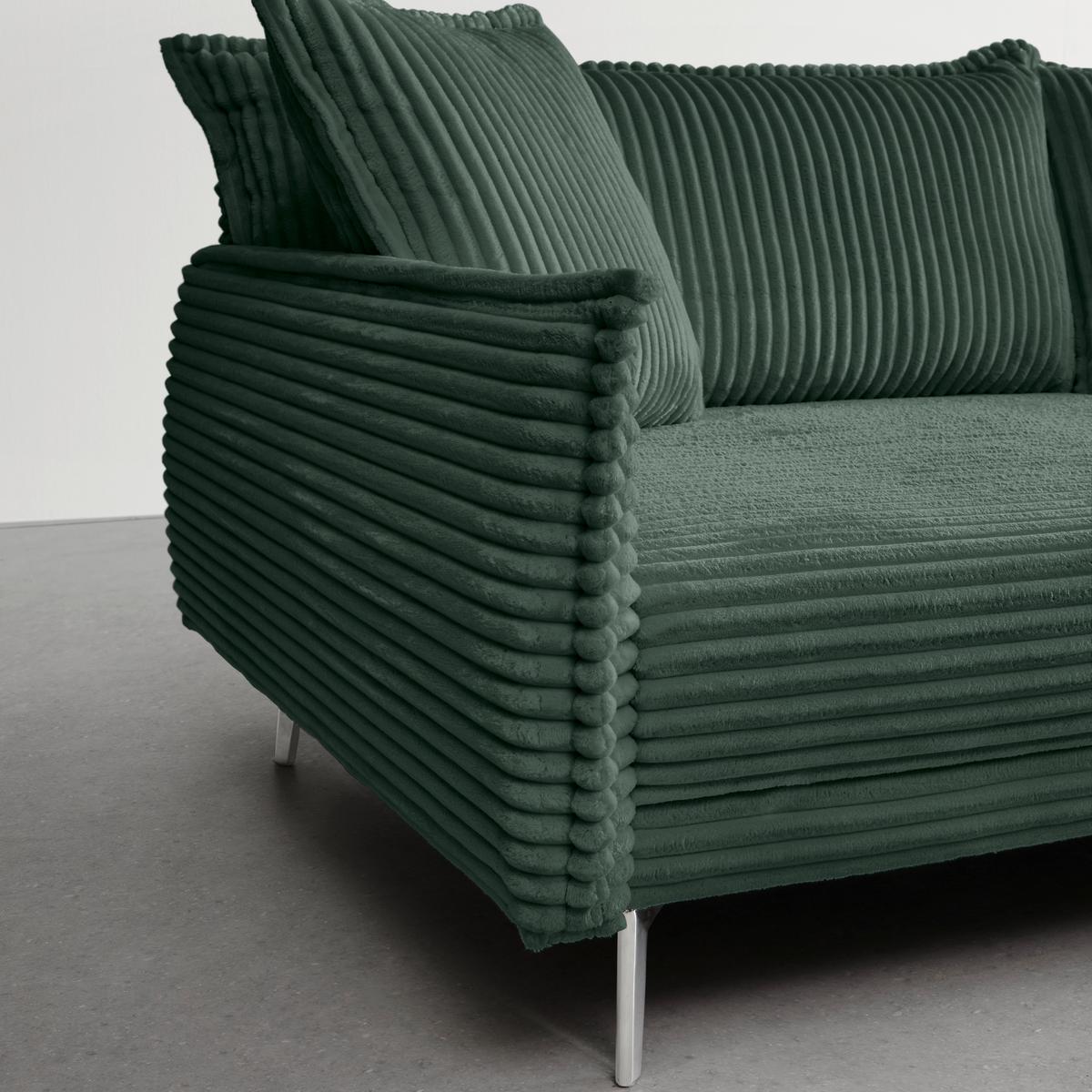 Mega Sofa Kiss - tamno zelena/boje kroma, Moderno, drvo/metal (241/90/117cm) - Mömax
