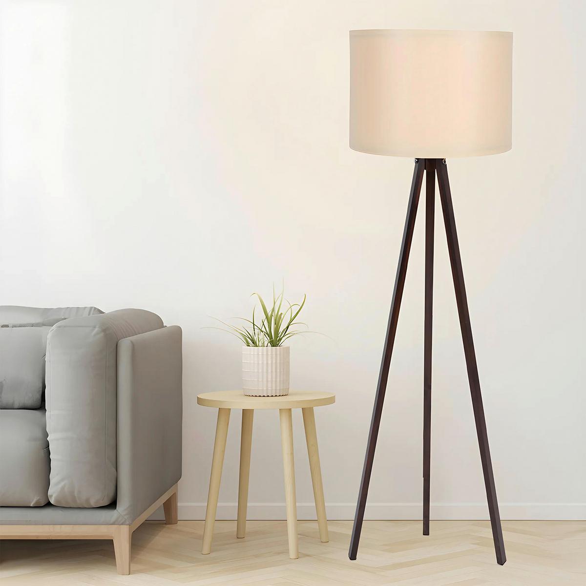LAMPA STOJĄCA 101 - kolor orzecha włoskiego, Design, materiał drewnopochodny/tworzywo sztuczne (38/145cm) - P & B