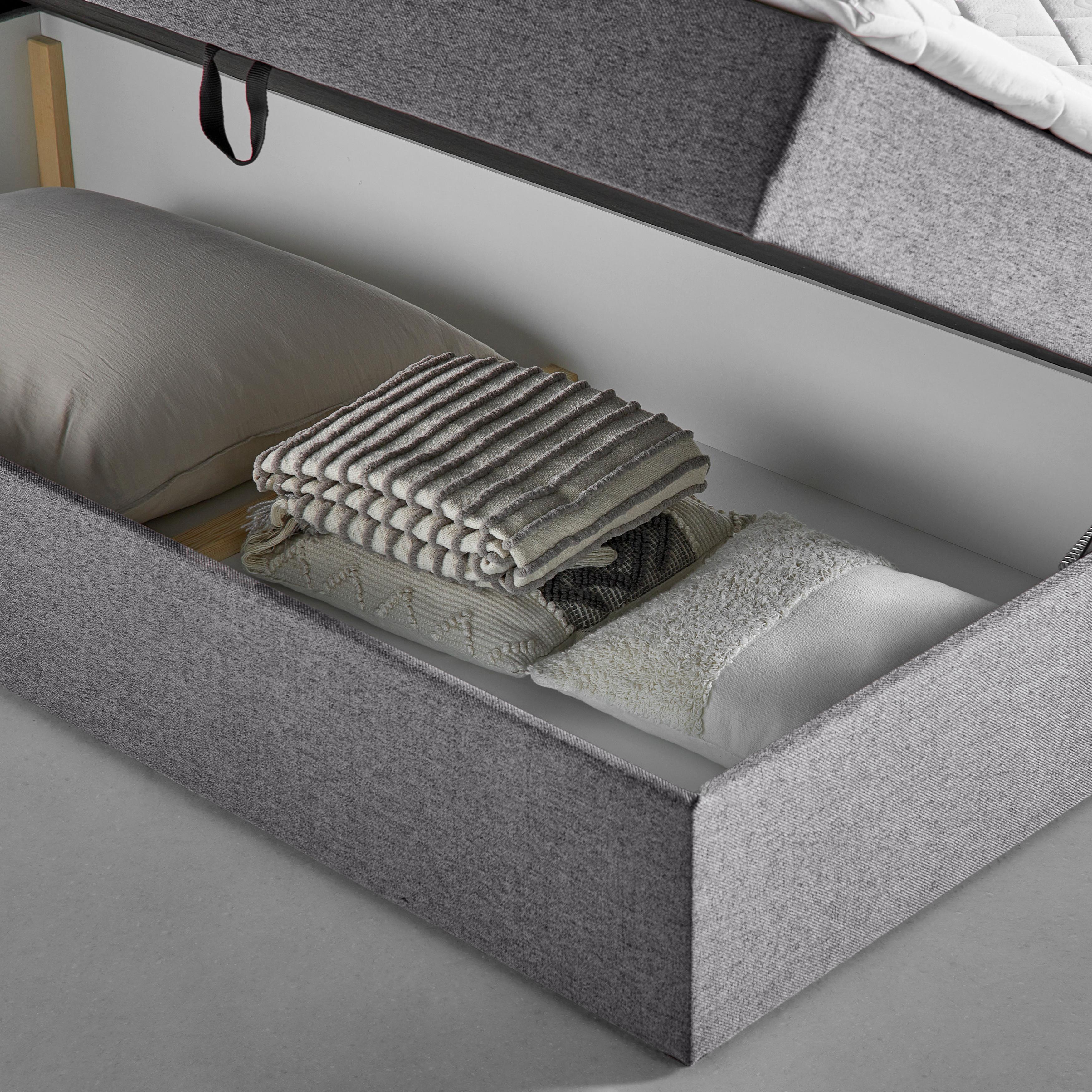 BOXSÄNG MARSELIE - grå/svart, Modern, trä/textil (200/200cm) - Bessagi Home