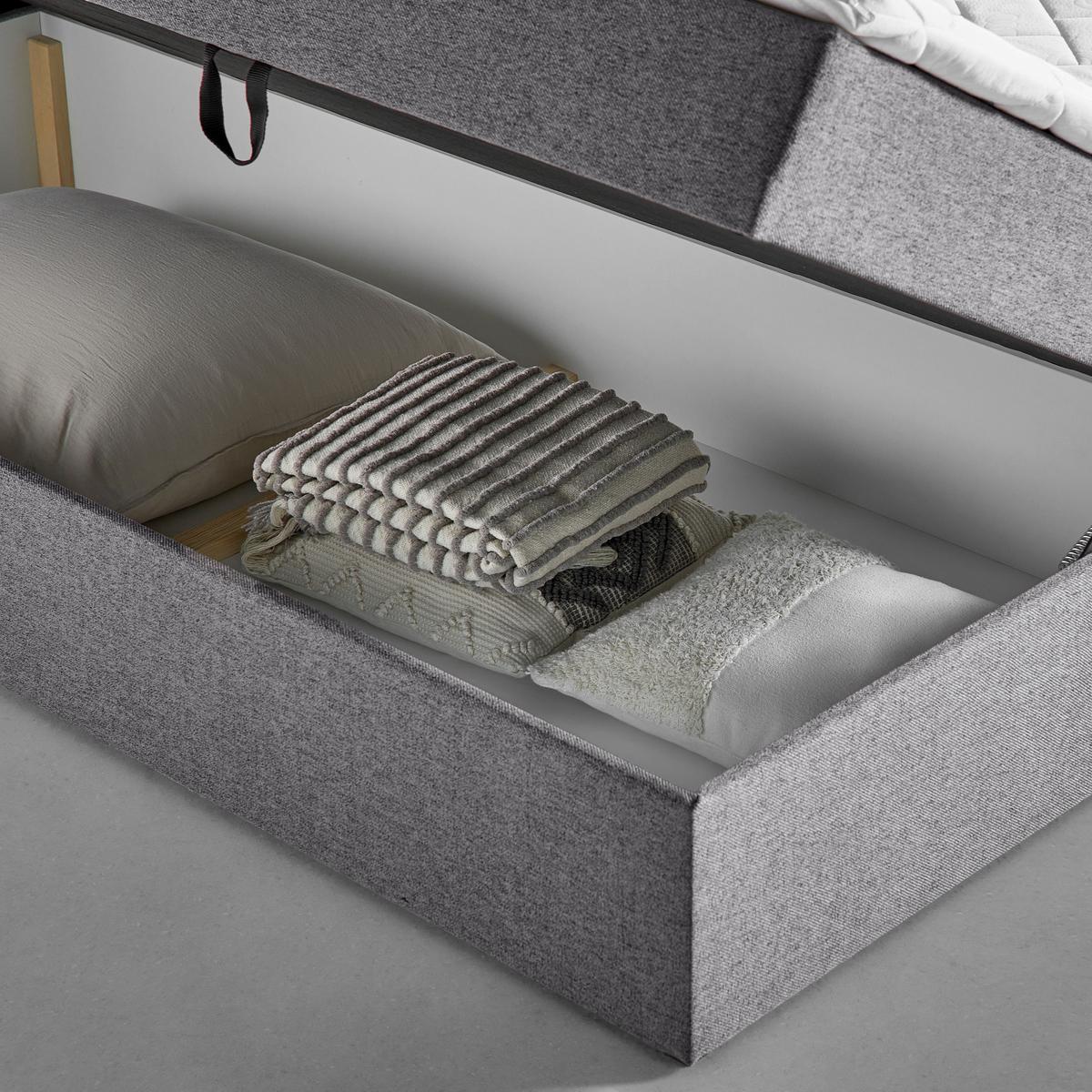 Pat tip boxspring MARSELIE cca 200X220 gri cu topper - gri, Modern, lemn/textil (200/220cm) - Bessagi Home