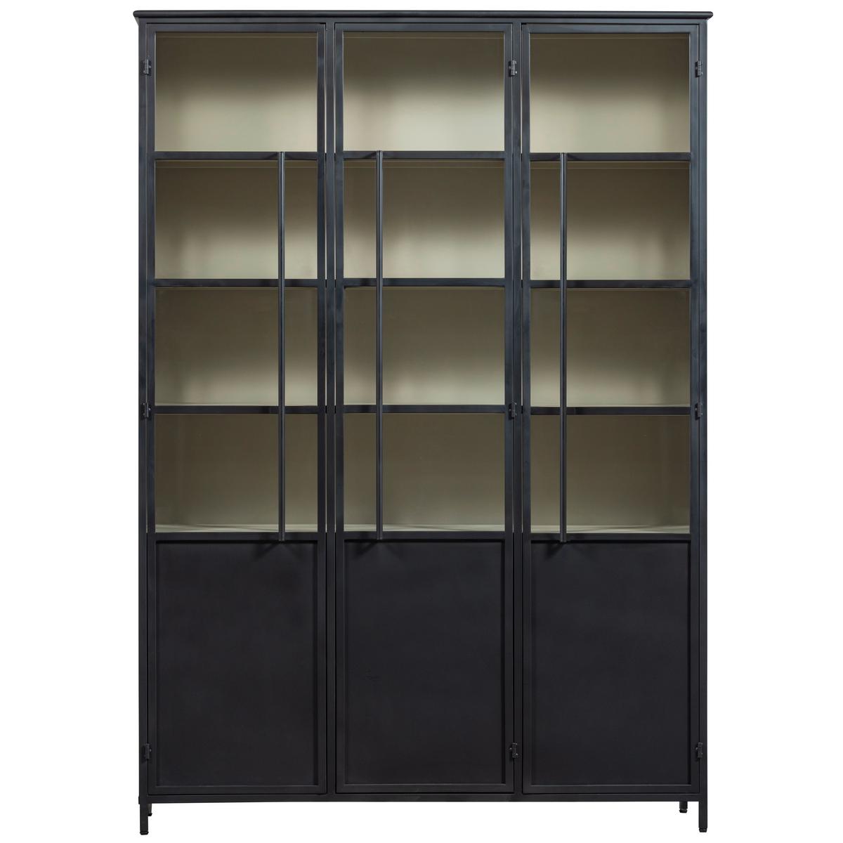 Vitrine Exhibit Schwarz - Schwarz, Design, Glas/Metall (140/200/40cm) - Livetastic