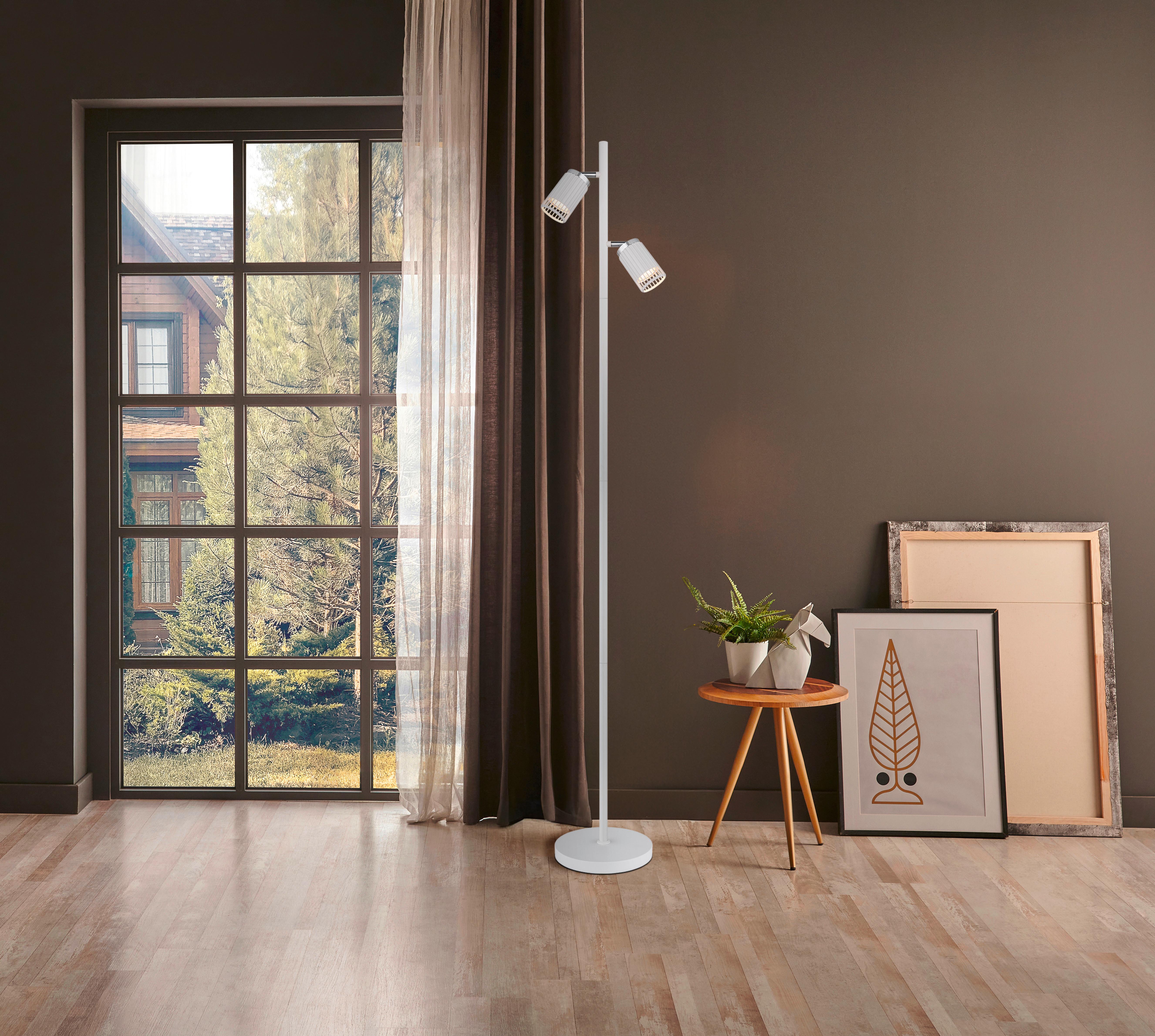 STEHLEUCHTE 57906SW KORBEN - Chromfarben/Weiss, Design, Kunststoff/Metall (27,5/22/158cm) - Globo