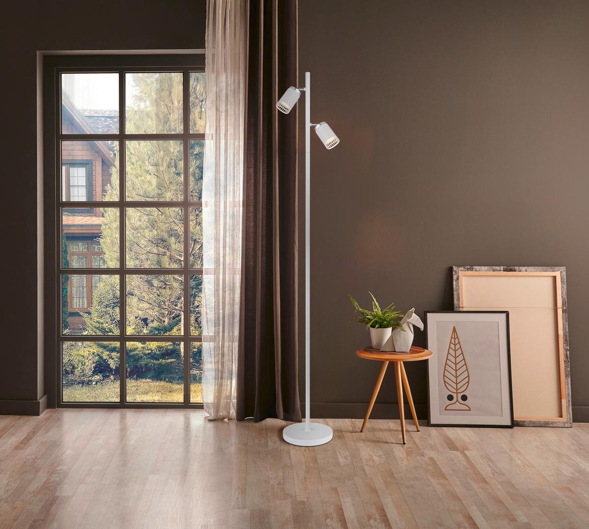 STEHLEUCHTE 57906SW KORBEN - Chromfarben/Weiss, Design, Kunststoff/Metall (27,5/22/158cm) - Globo