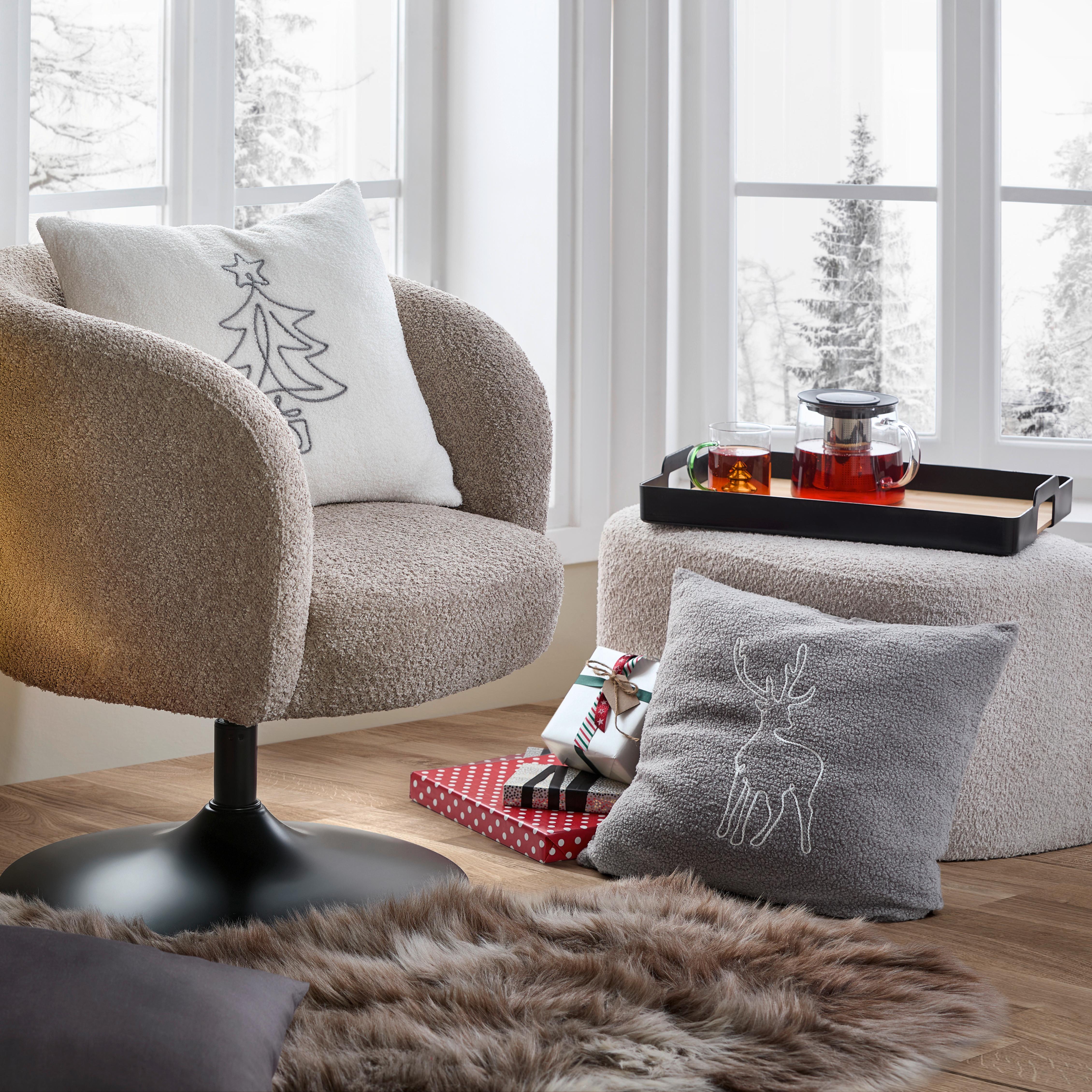 SNURRSTOL GIRO -TREND- - greige/silver, Modern, metall/textil (67/68/73cm) - Premium Living