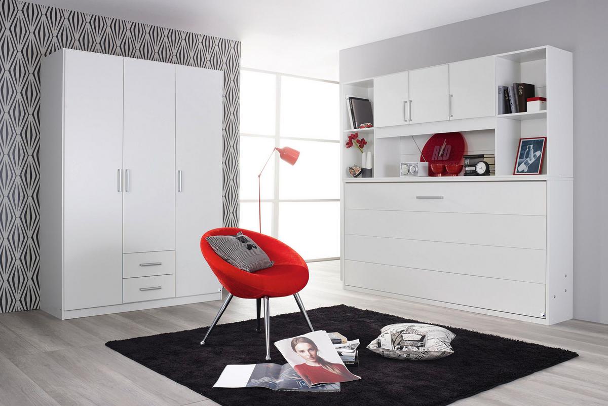 Regal Tamino, Bela - bela/barve aluminija, Konvencionalno, umetna masa/leseni material (213/82/44cm) - Xora