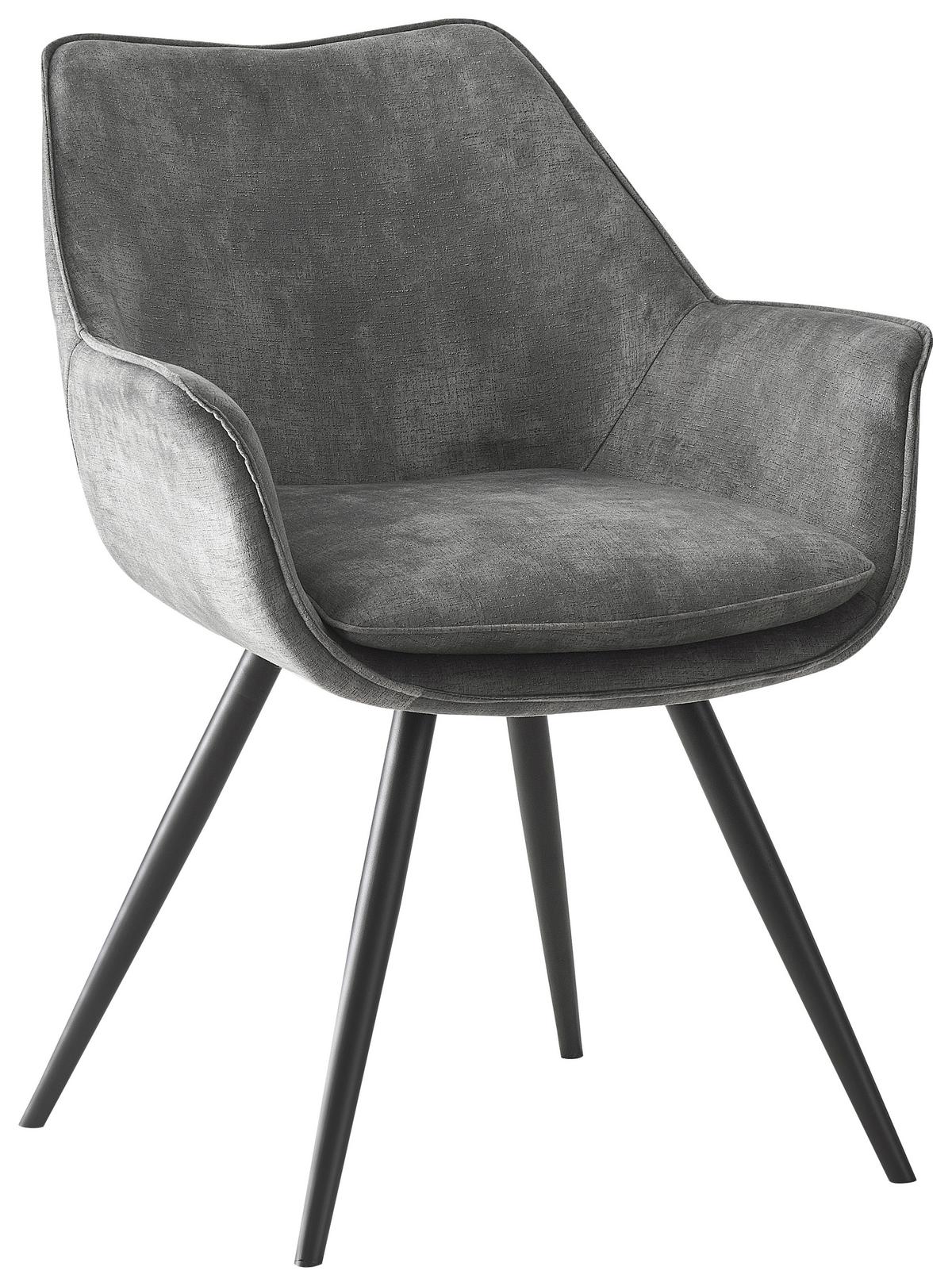 KRZESŁO Z PODŁOKIETNIKAMI SETTANTA - czarny/szary, Modern, metal/drewno (62/85/64cm) - Livetastic