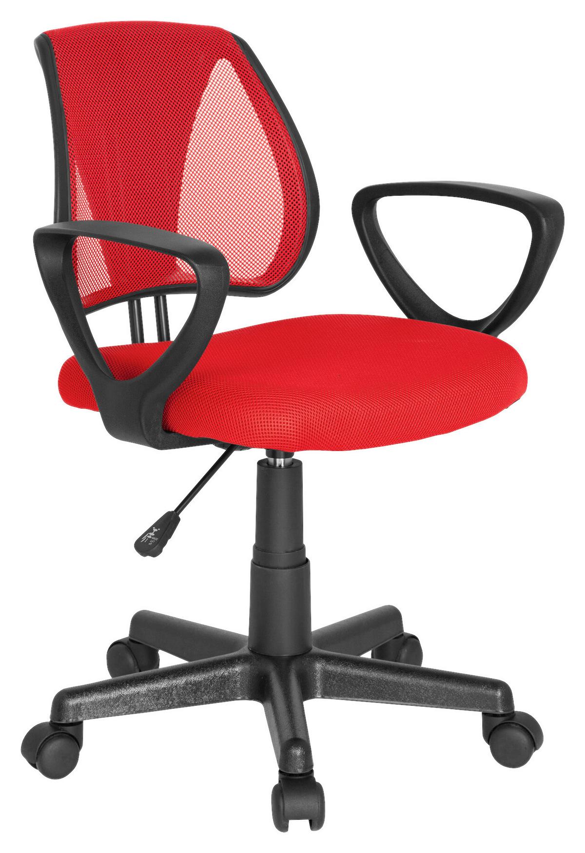 Jugenddrehstuhl Kiddy CD ca. 58x75-92x45 cm Rot - Rot/Schwarz, Basics, Kunststoff (58/75-92/45cm) - MID.YOU