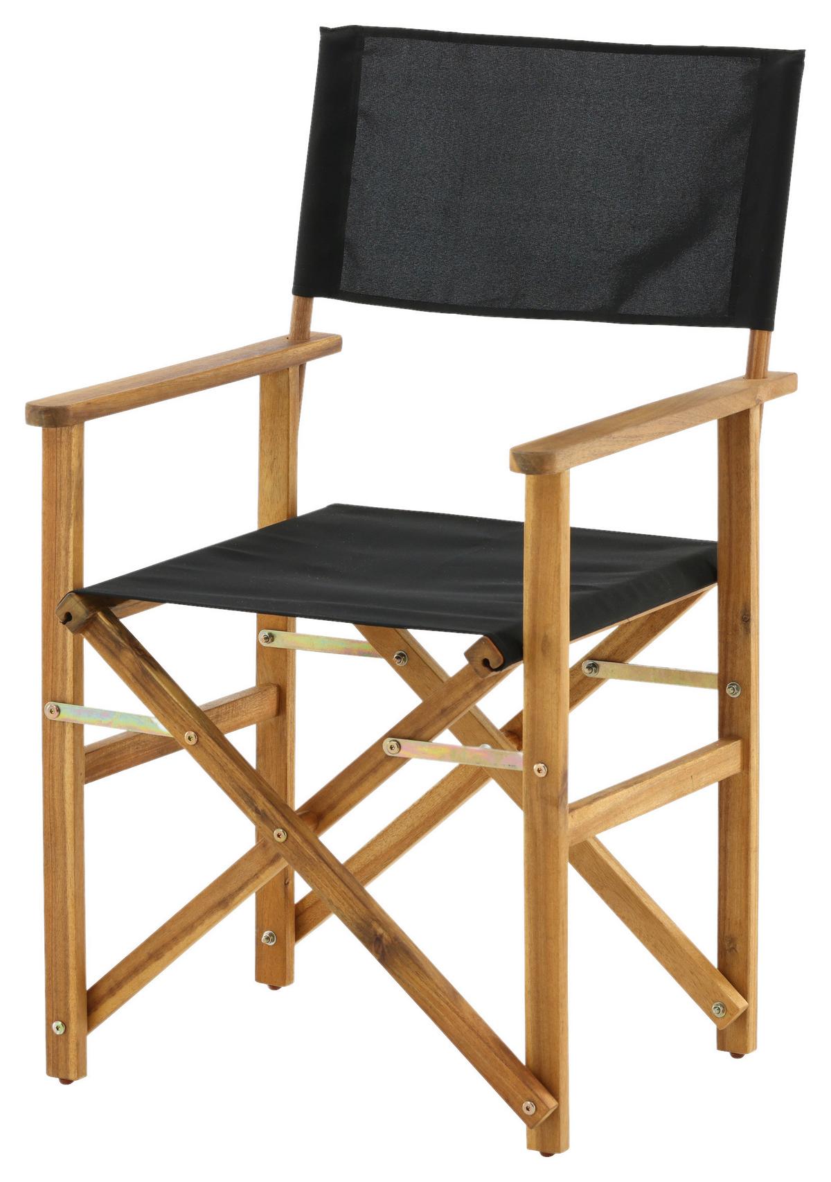 Klappstuhl Marion ca. 53x90x55 cm Akazie/Schwarz - Schwarz/Akaziefarben, KONVENTIONELL, Holz/Textil (53/90/55cm) - Gardenson