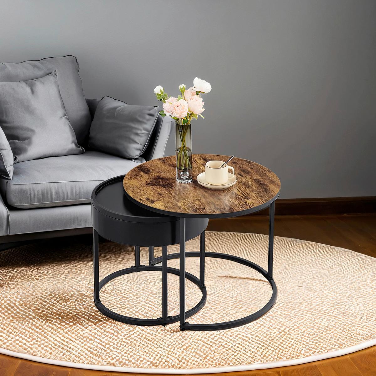 COUCHTISCH COFFEE TABLE - Schwarz/Braun, MODERN, Holzwerkstoff/Metall (60/60/45cm) - MID.YOU