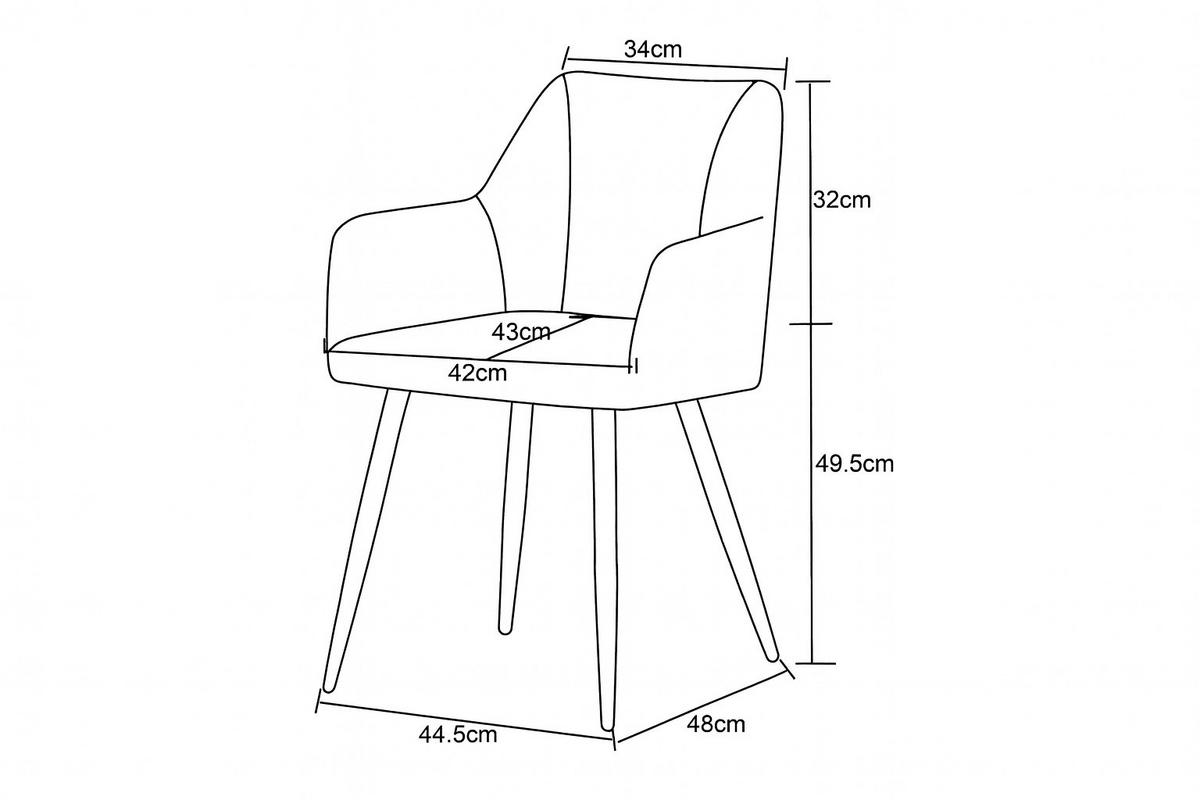 Set Stolov Bella, Krem Barva, 2 Kos - črna/krem barve, Moderno, kovina/tekstil (55/82/62cm) - MID.YOU