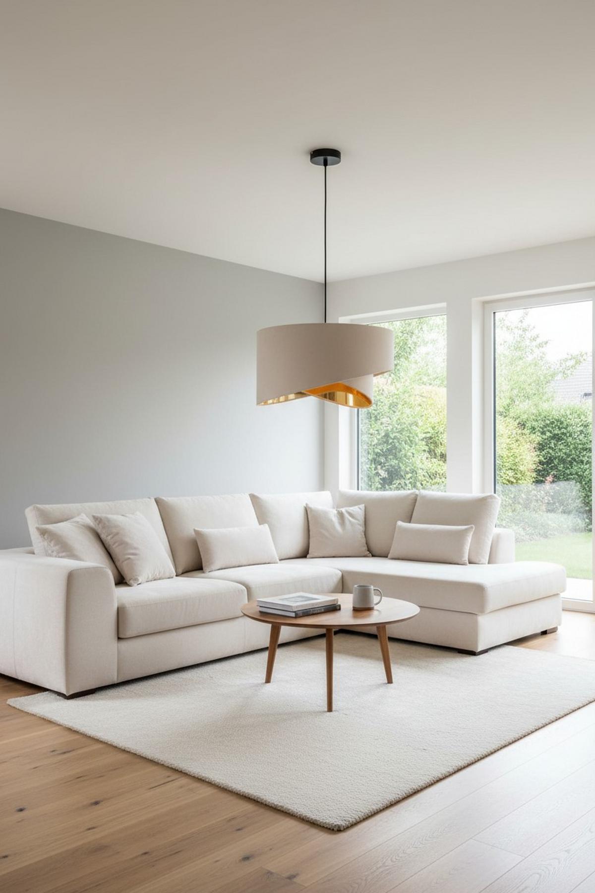 LAMPA WISZĄCA PAULA - biały/kolor złoty, Trend, metal/tkanina (45/130cm) - Novel