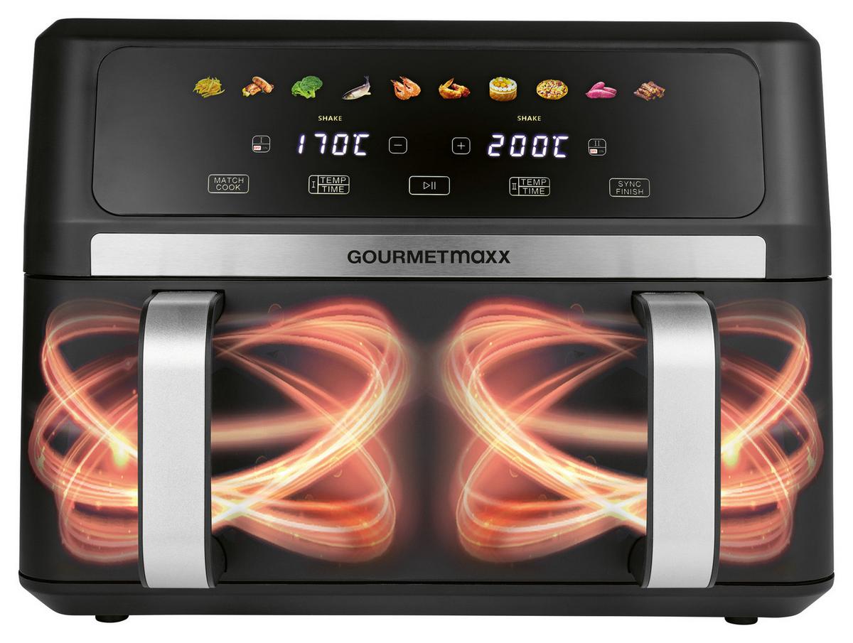 Heißluftfritteuse Gourmetmaxx Schwarz max. 2800 Watt - Edelstahlfarben/Schwarz, MODERN, Kunststoff/Metall (40.5/35.4/29cm)