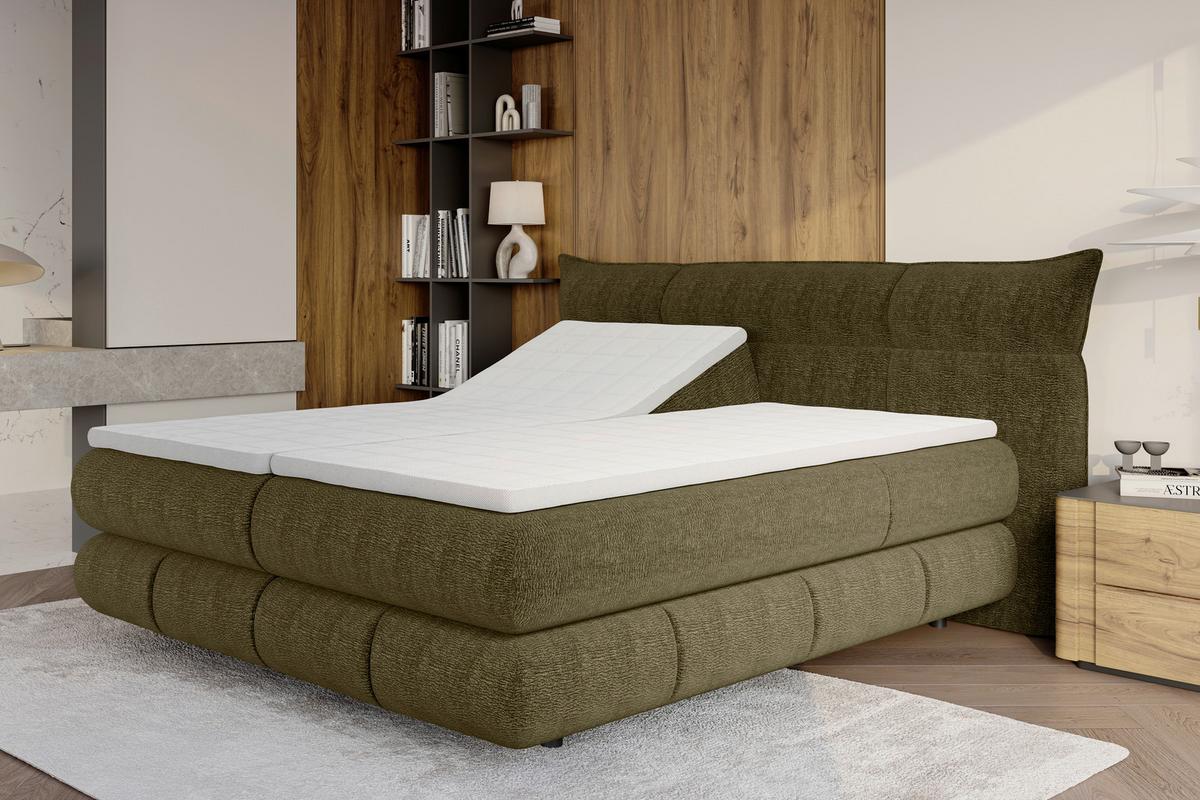 Boxspringbett Auris - Schilfgrün/Schwarz, Konventionell, Kunststoff/Textil (140/200cm) - Sembella