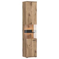 VITRINĂ PARDOO - culoare lemn stejar/antracit, Trend, sticlă/material pe bază de lemn (40/197/37cm) - Modern Living