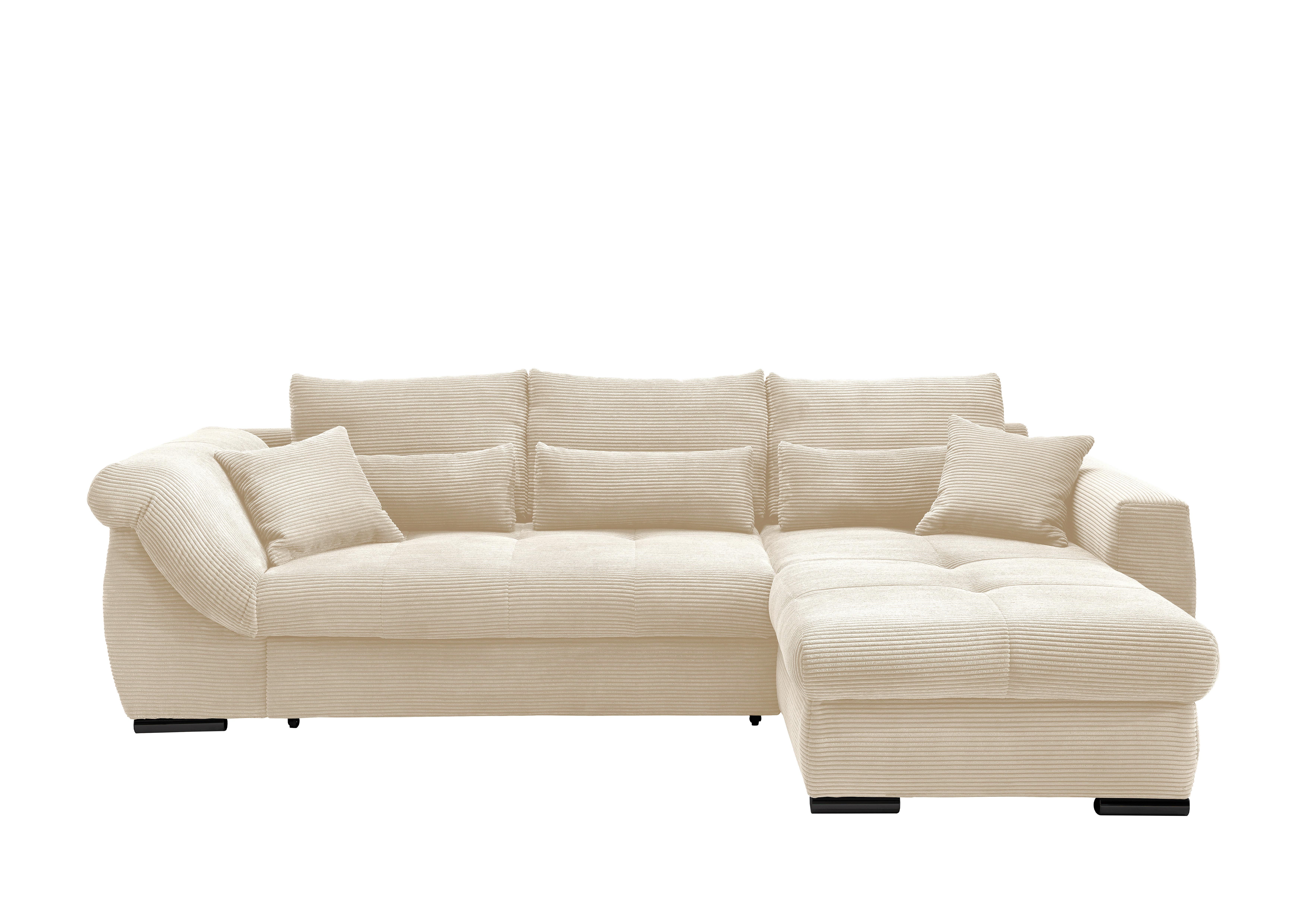 Wohnlandschaft Frederico Beige Cord - Beige/Schwarz, MODERN, Textil/Metall (302/188cm) - MID.YOU