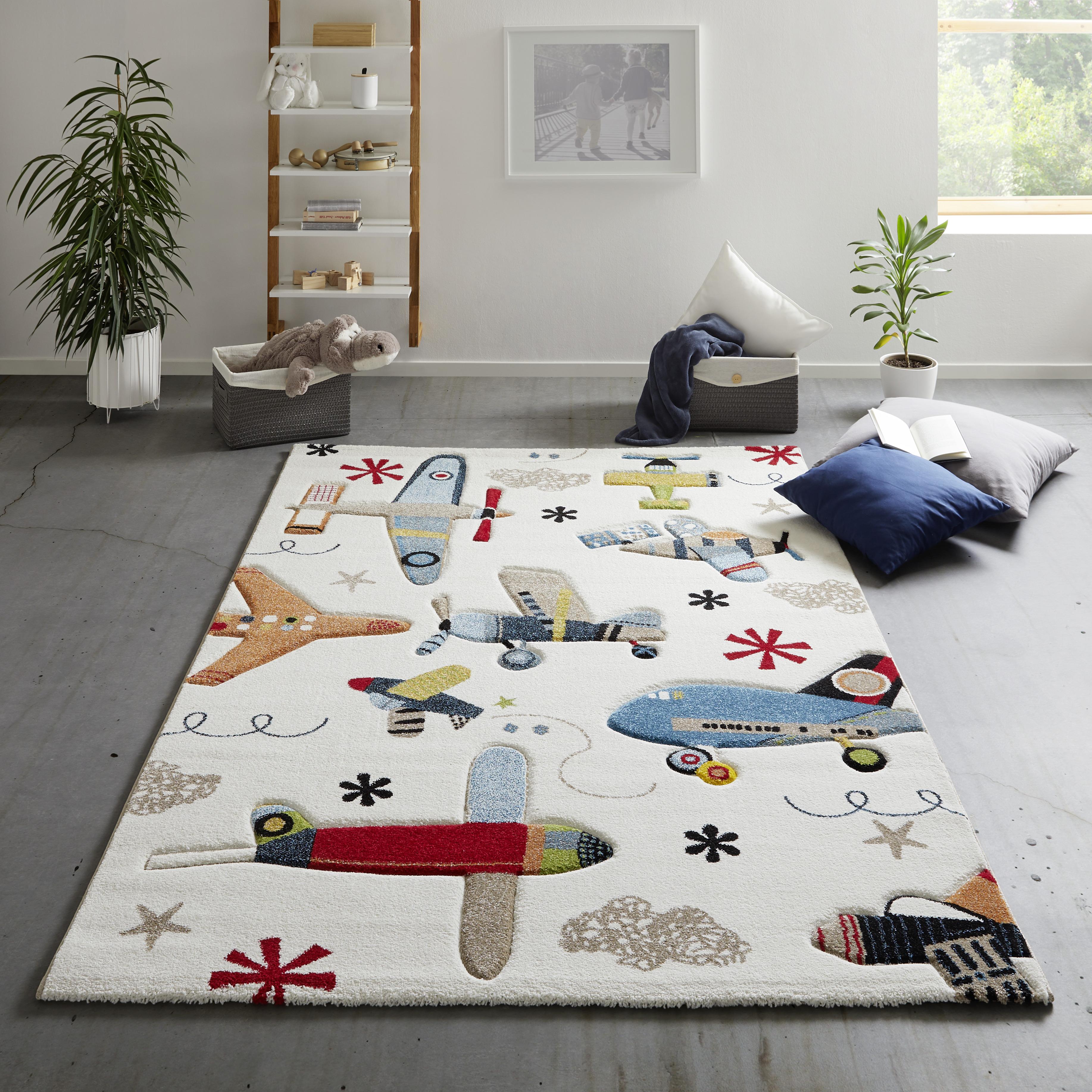 Kinderteppich Flugzeug in Bunt ca. 120x170cm - Multicolor, Textil (120/170cm) - Mömax