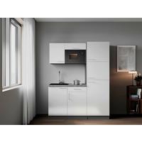 Küchenblock Oliver m. Geräten Weiß - Weiß/Grau, Trend, Holzwerkstoff/Metall (160cm) - Respekta
