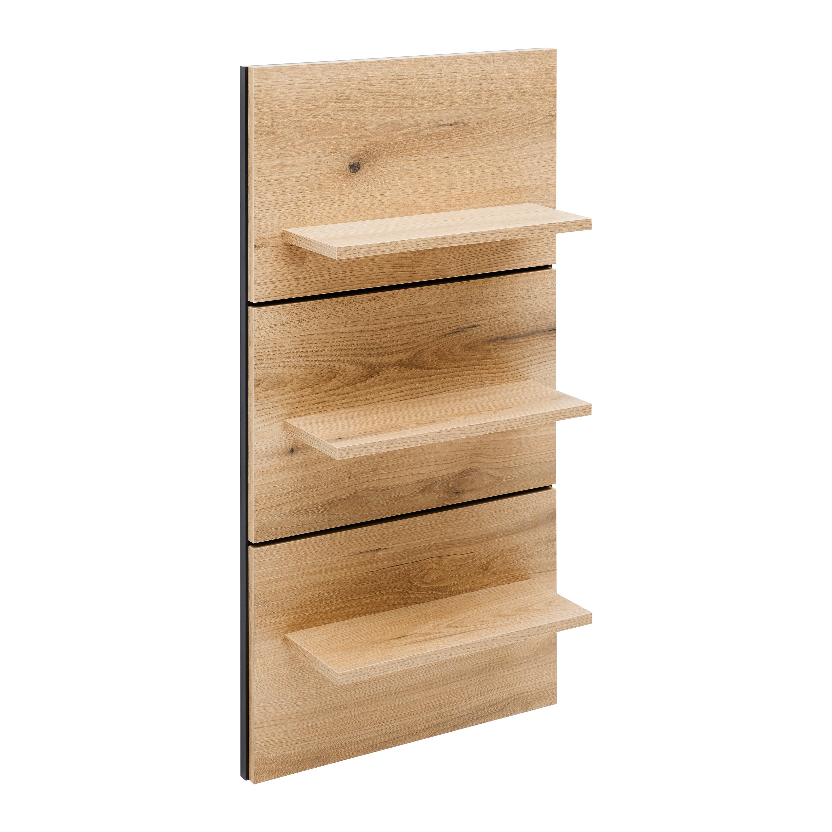 VÄGGHYLLA MATEO - svart/ekfärgad, Modern, trämaterial (50/95,5/18,2cm) - Mömax