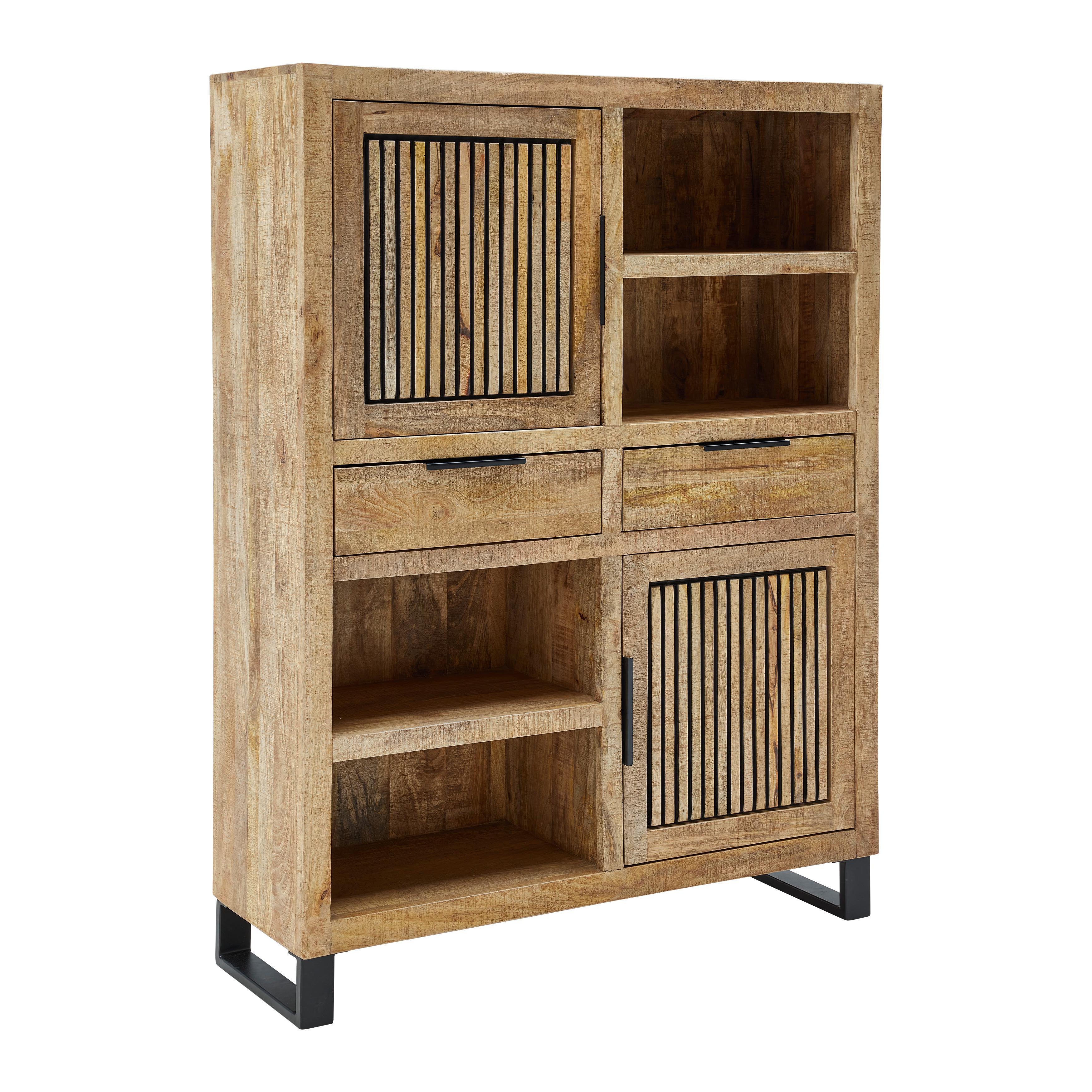 Highboard Everest Naturfarben/Schwarz - Schwarz/Naturfarben, Natur, Holz/Metall (118/157/40cm) - Mömax