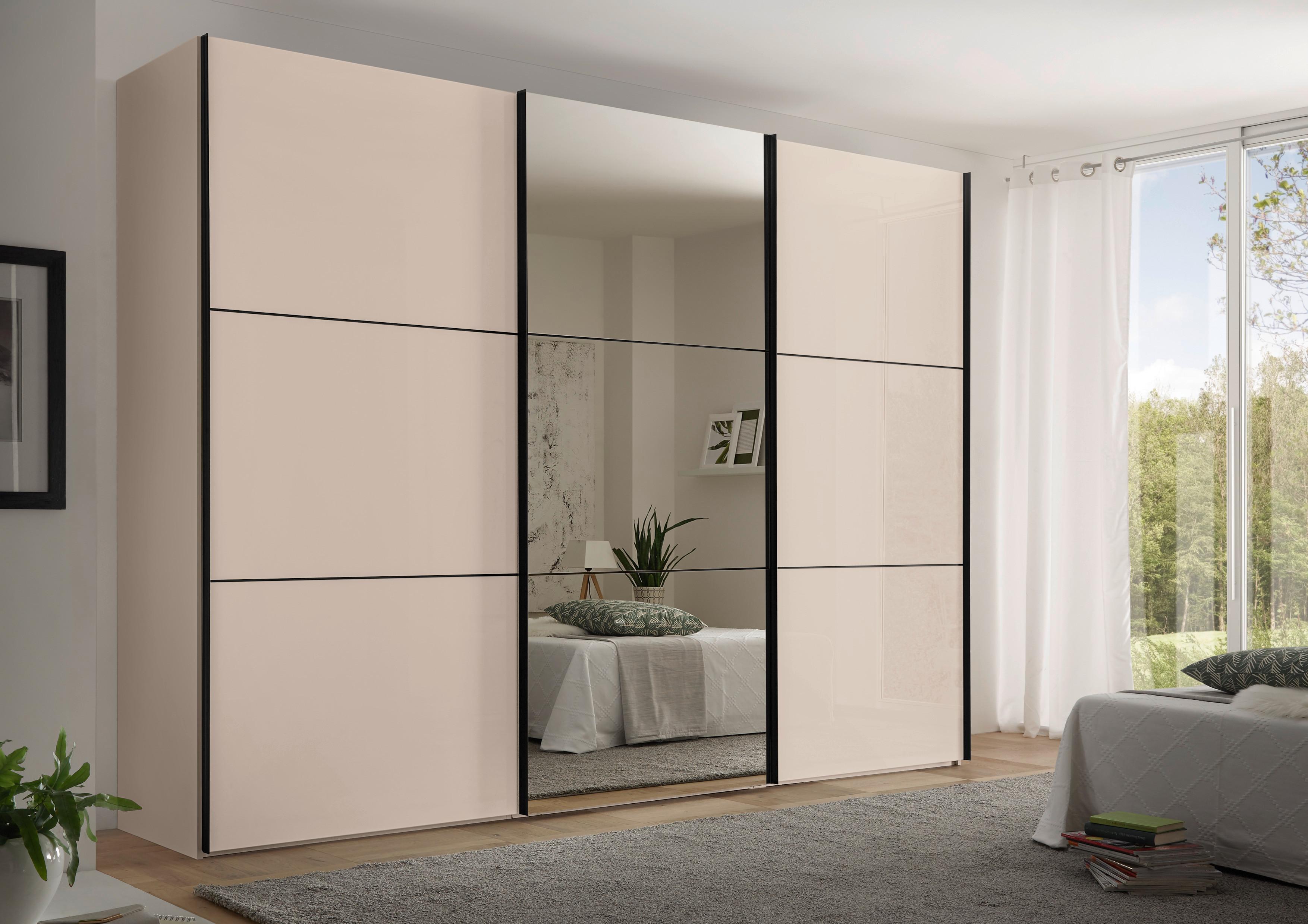 Dulap glisant cu uși de sticlă INCLUDO - Konventionell, sticlă/material pe bază de lemn (298/222/69cm) - Premium Living