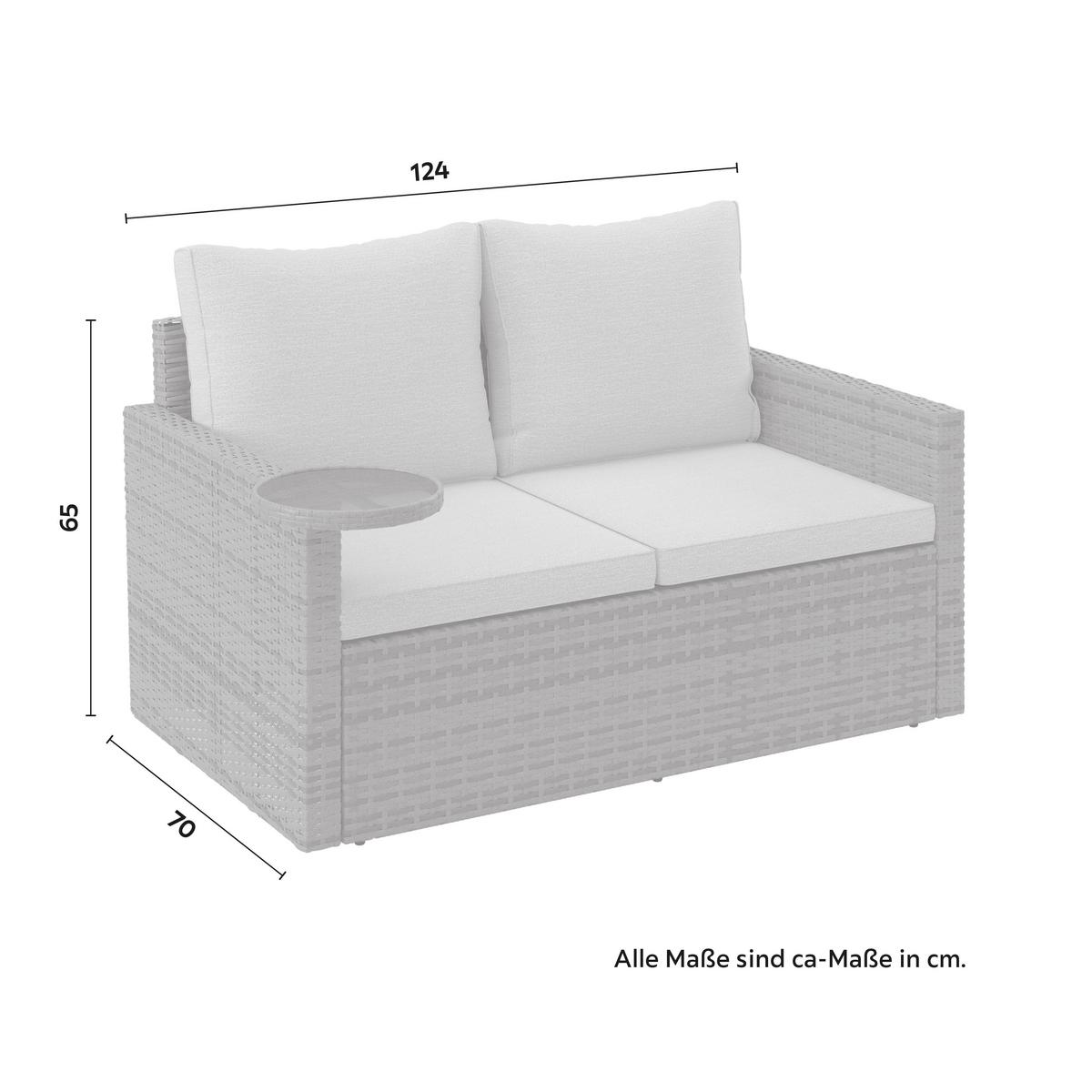 Gartenset Henry Braun/Grau, 3-teilig - Braun/Grau, Natur, Kunststoff/Metall (124/65/70cm) - Mömax