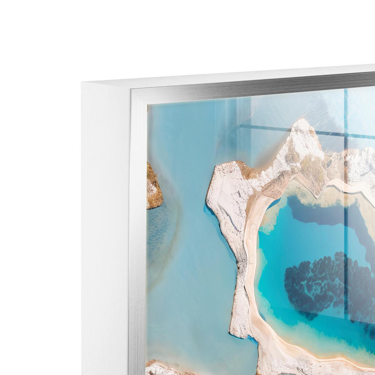 Glasbild Blau/Beige ca. 80x120cm - Blau/Beige, Basics, Glas/Holz (80/120cm)