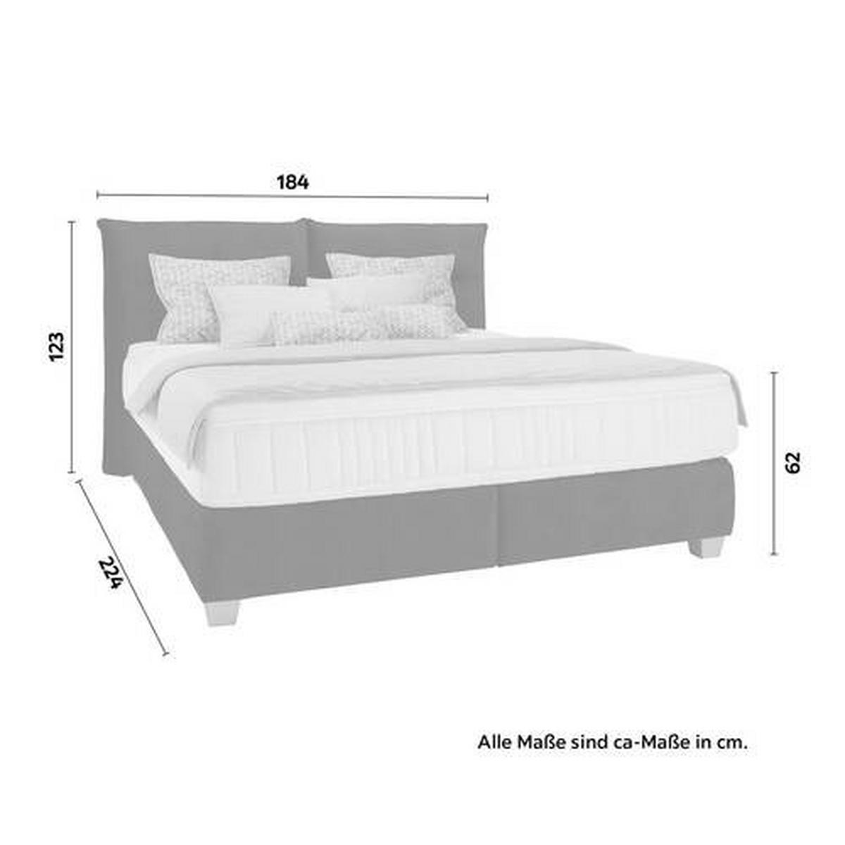 Boxspringbett Fog in Schwarz ca. 180x200cm - Silberfarben/Schwarz, Lifestyle, Kunststoff/Textil (180/200cm) - Premium Living
