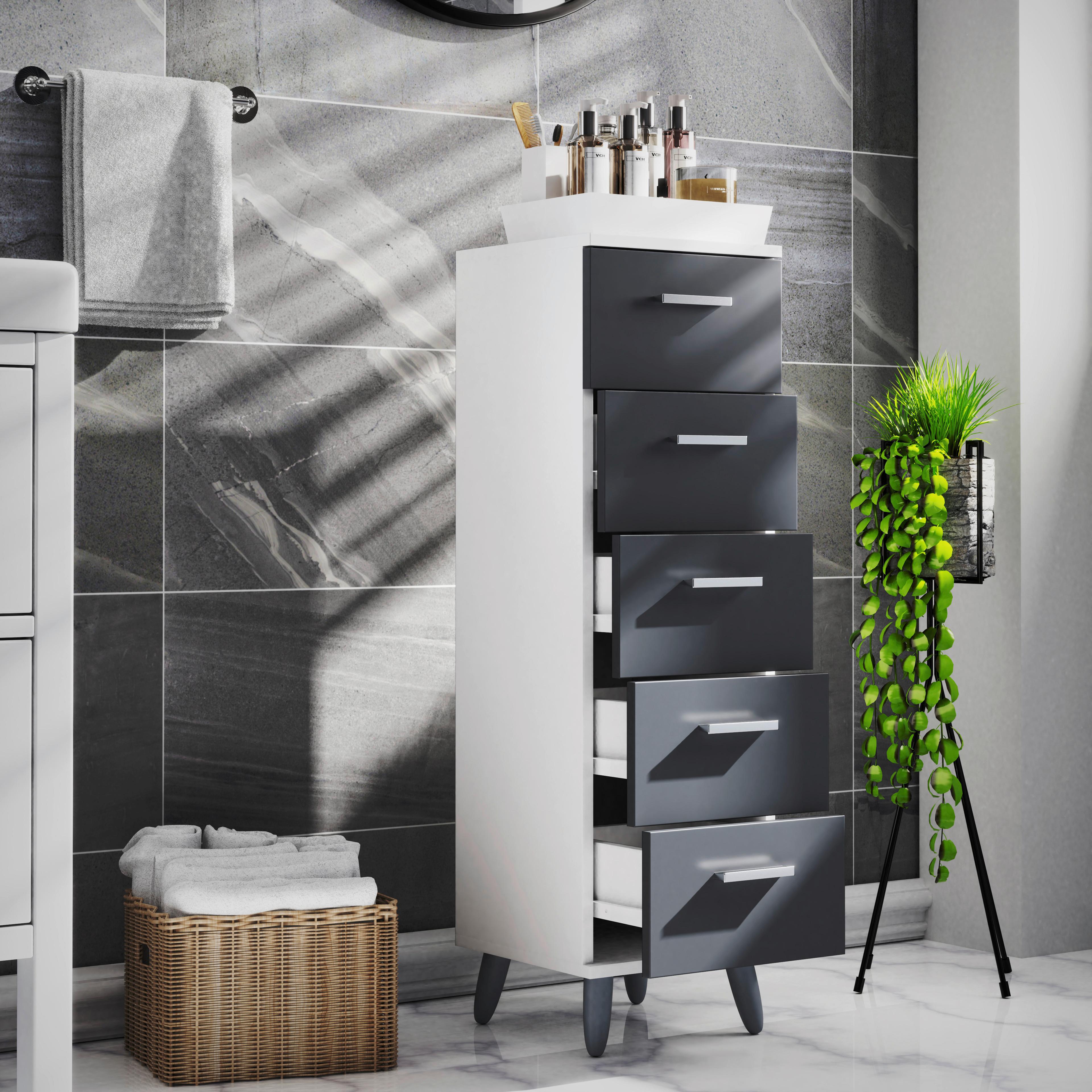 Midischrank Landos ca. 30x1800 cm Anthr./Weiß - Anthrazit/Silberfarben, MODERN, Holzwerkstoff/Kunststoff (30/100/30cm) - MID.YOU