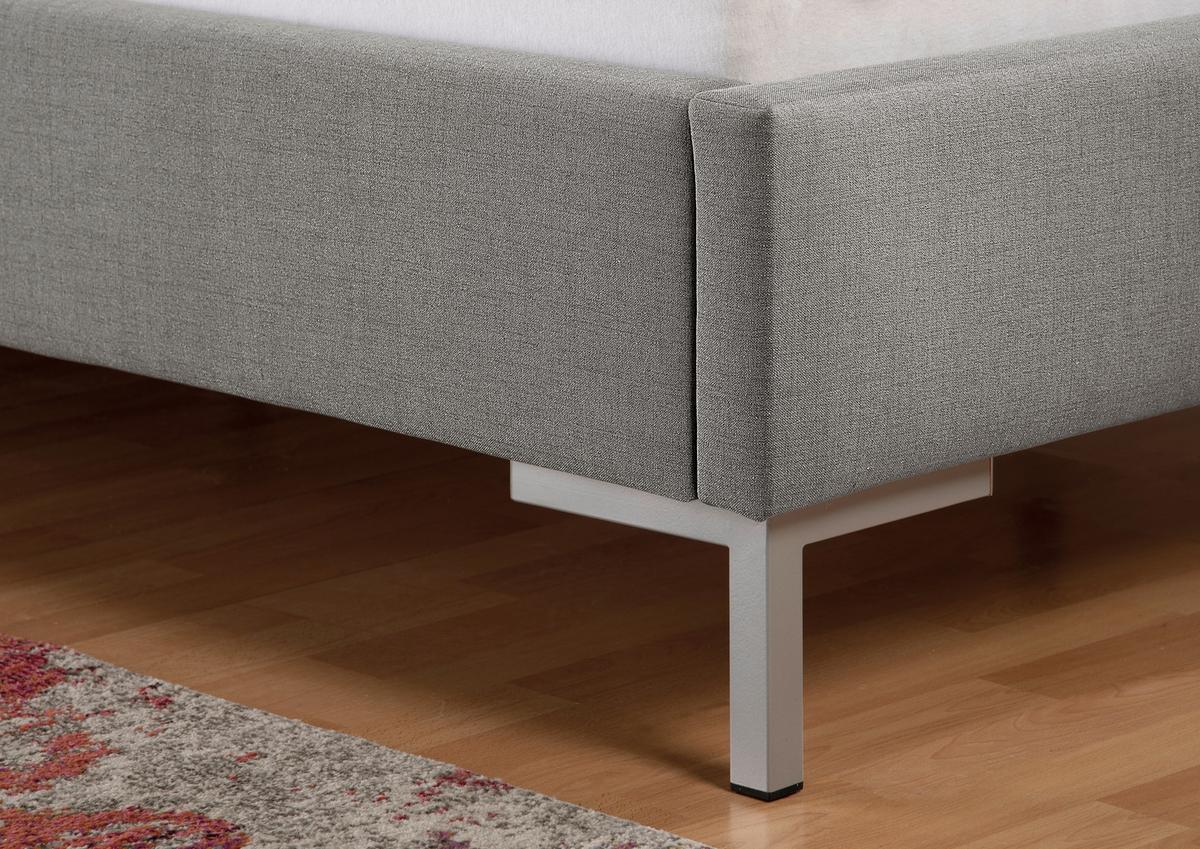 Polsterbett Maurizio Grau ca. 100x200 cm - Silberfarben/Grau, MODERN, Textil/Metall (100/200cm) - Livetastic