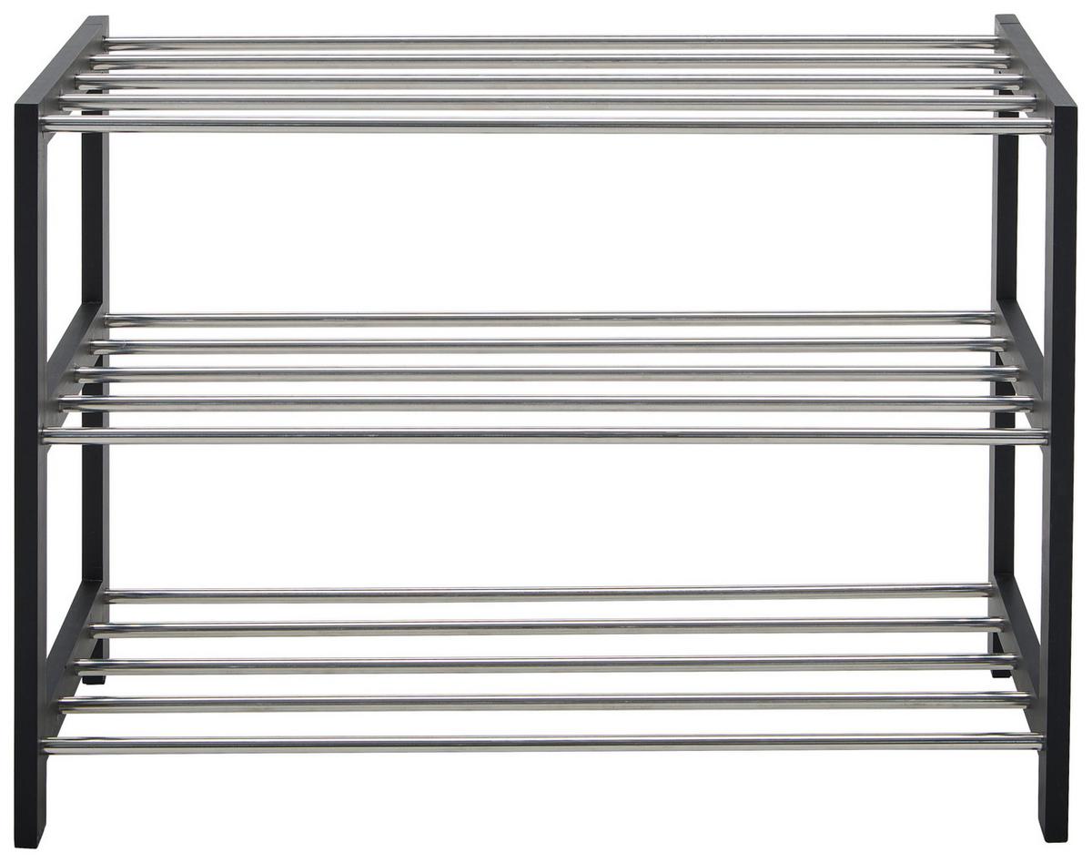 REGAŁ NA BUTY CARINA - kolor srebrny/czarny, Basics, materiał drewnopochodny/metal (77.8/55.8/34.4cm) - Carryhome