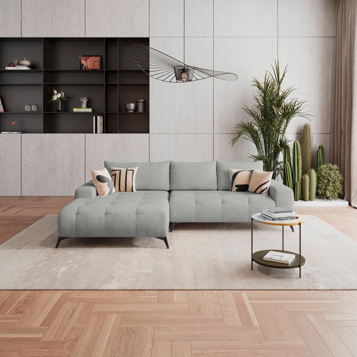 Kutna Garnitura Mauro - svijetlo siva/crna, Trend, tekstil/metal (175/290cm) - Luca Bessoni