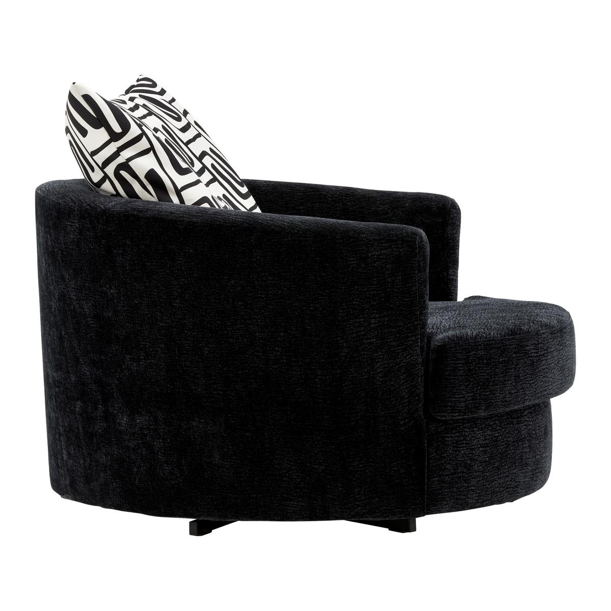 Designsessel Cabona drehbar Strukturstoff schwarz - Beige/Schwarz, MODERN, Textil/Metall (115/72/115cm) - Premium Living