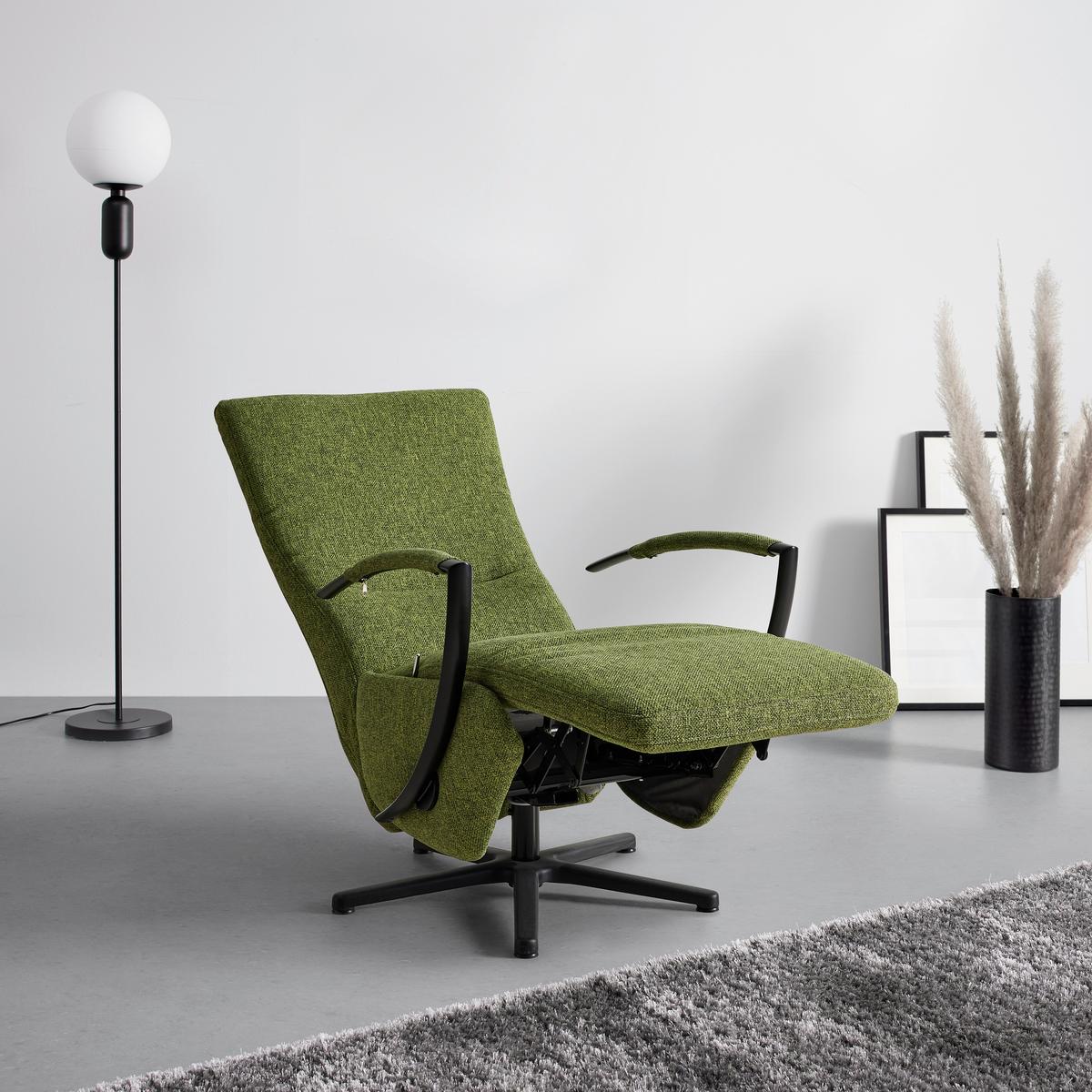 fauteuil relax Sitting 3 in Olive - Schwarz/Olivgrün, Modern, Kunststoff (66/114/84cm) - Premium Living