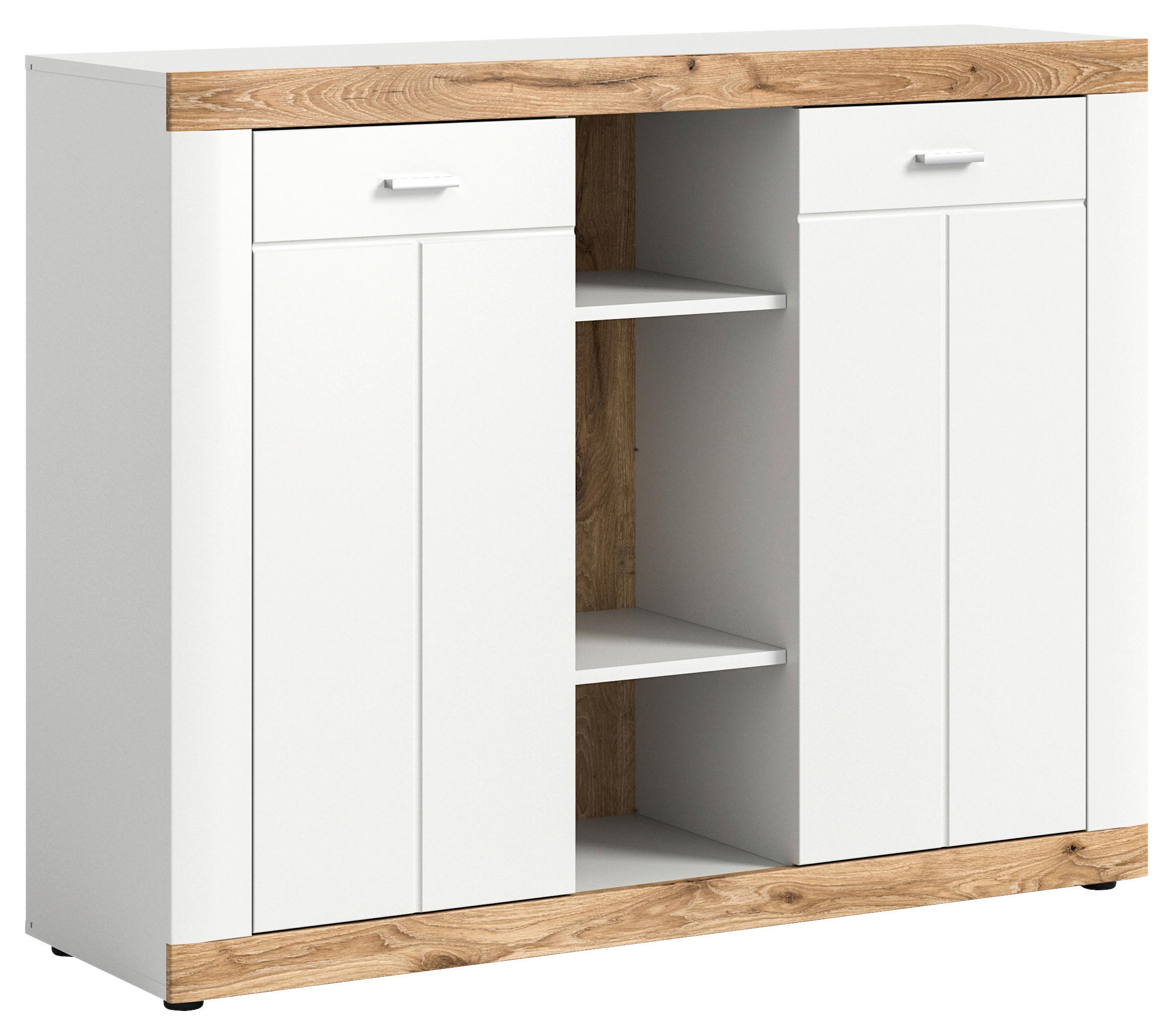 Kommode Laredo ca. 104x131 cm Nox Eiche/Weiß - KONVENTIONELL, Holzwerkstoff/Kunststoff (104/131/40cm) - MID.YOU