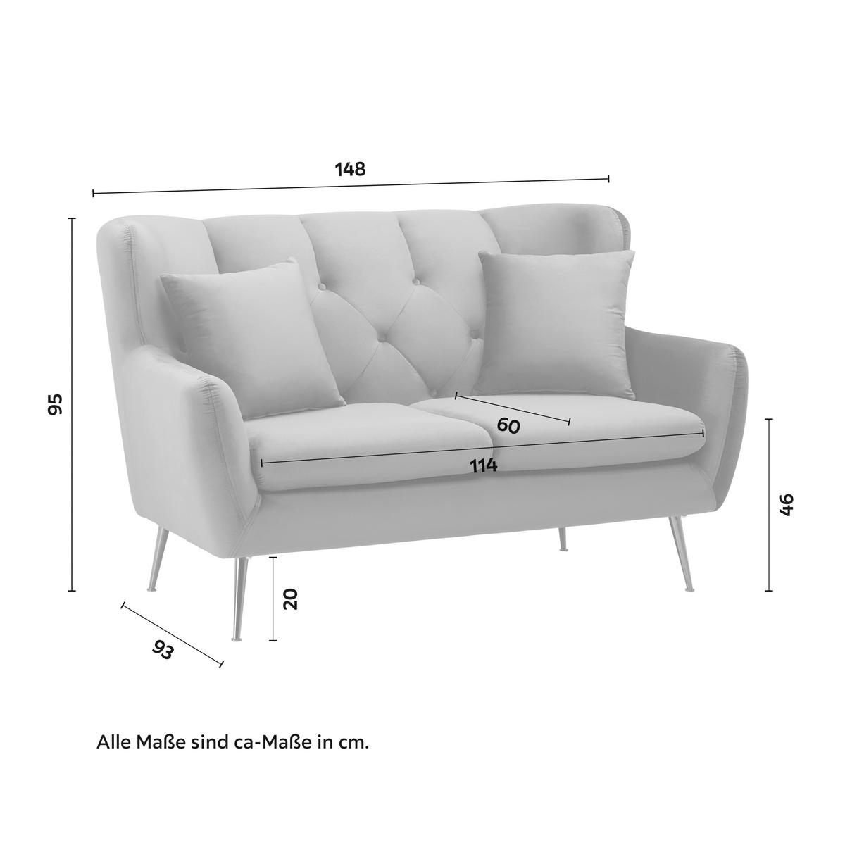Kétüléses Kanapé Linus - szürke, Modern, textil/fa (148/95/93cm) - Bessagi Home
